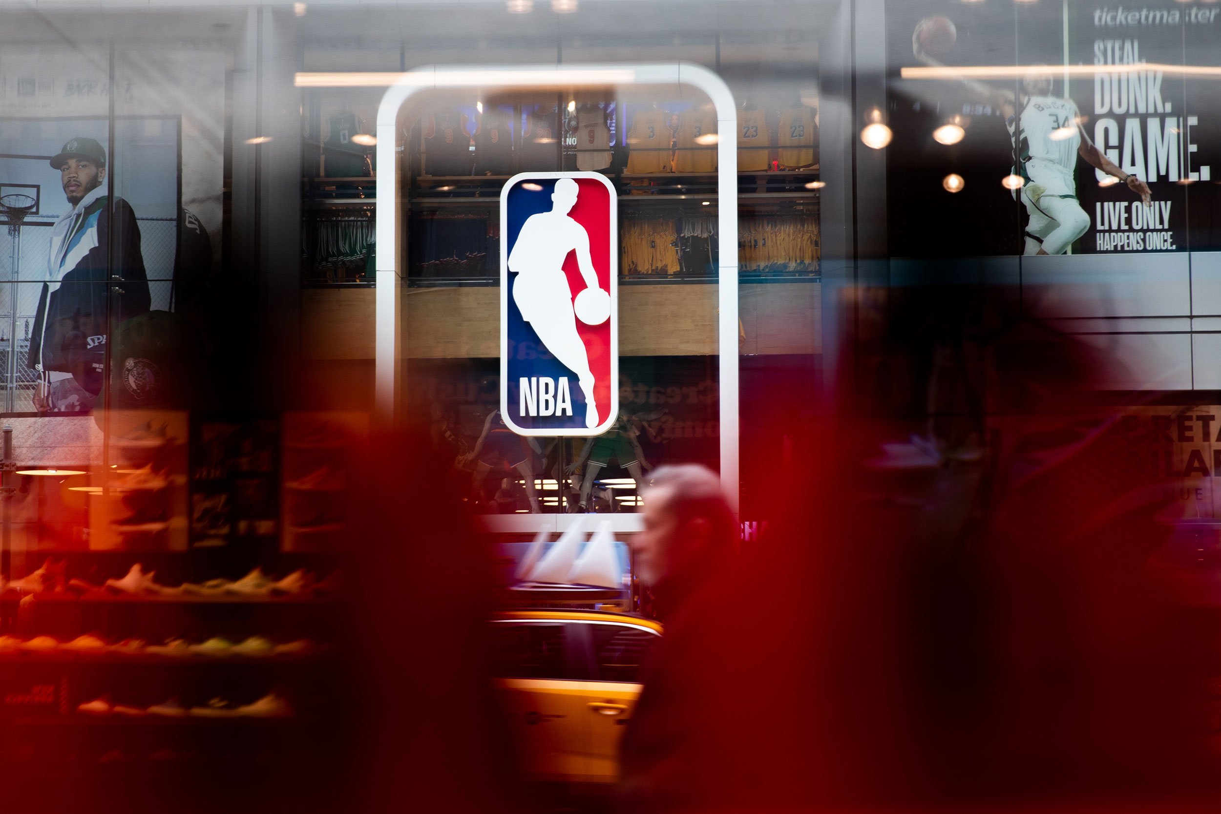 The NBA logo is seen in an undated photo. (Jenah Moon/Getty Images)