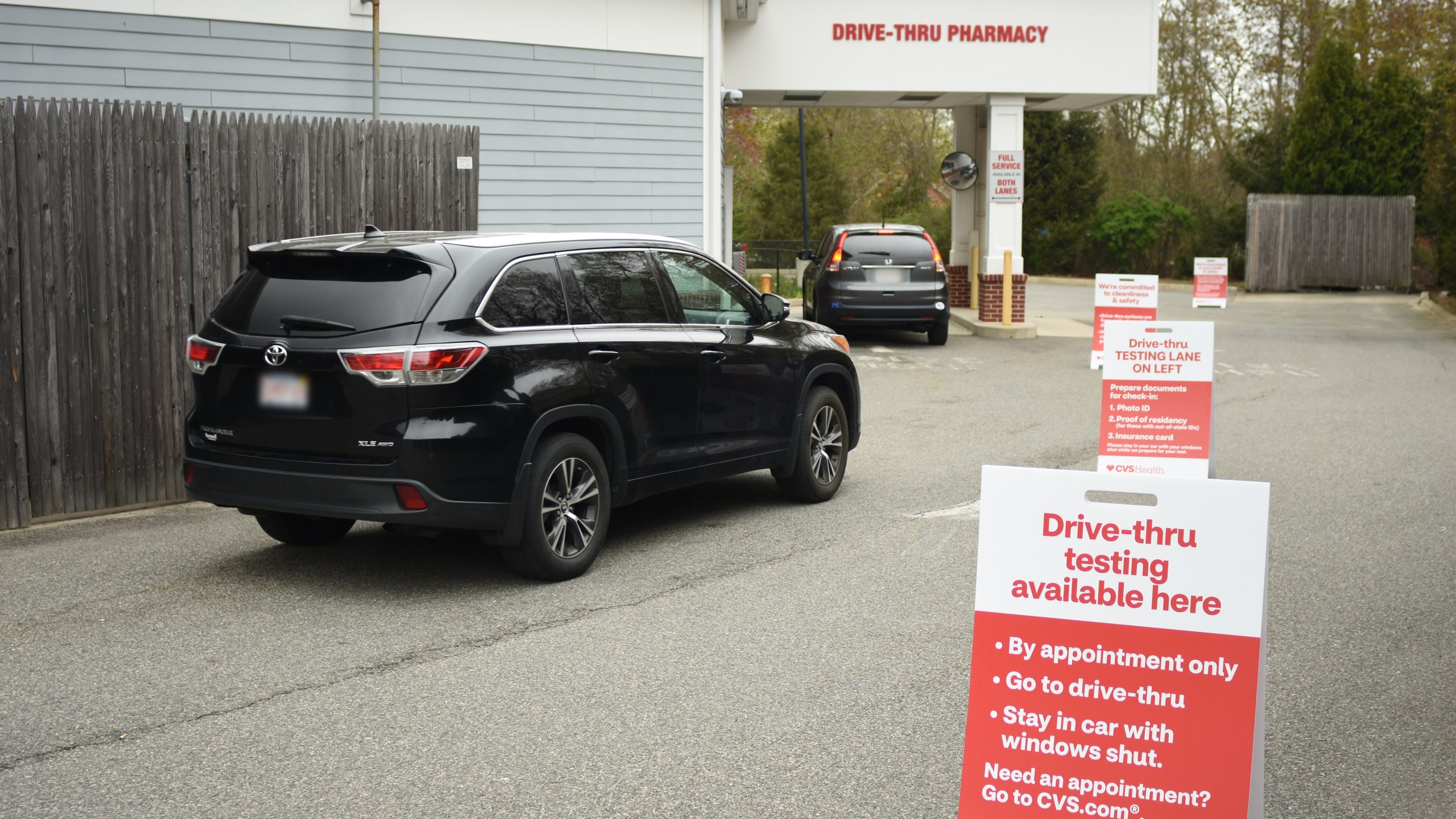 A CVS drive-thru coronavirus testing site is seen in an undated photo released by the company.