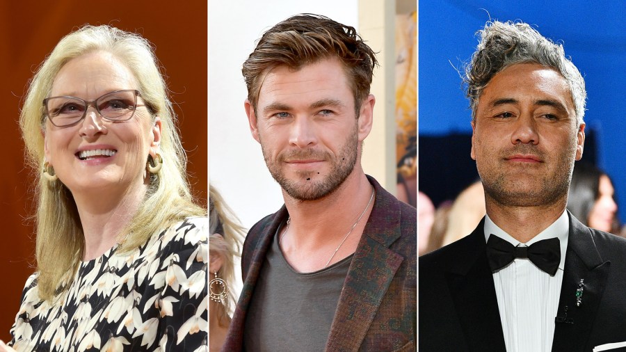 Meryl Streep, left, Chris Hemsworth, center, and Taika Waititi, right, will participate in the reading. (Getty Images)