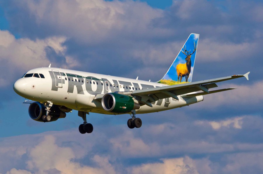 Frontier Airlines will begin temperature screening all passengers and crew members next month, becoming the first US carrier to announce such a safety measure. (Shutterstock via CNN Wire)