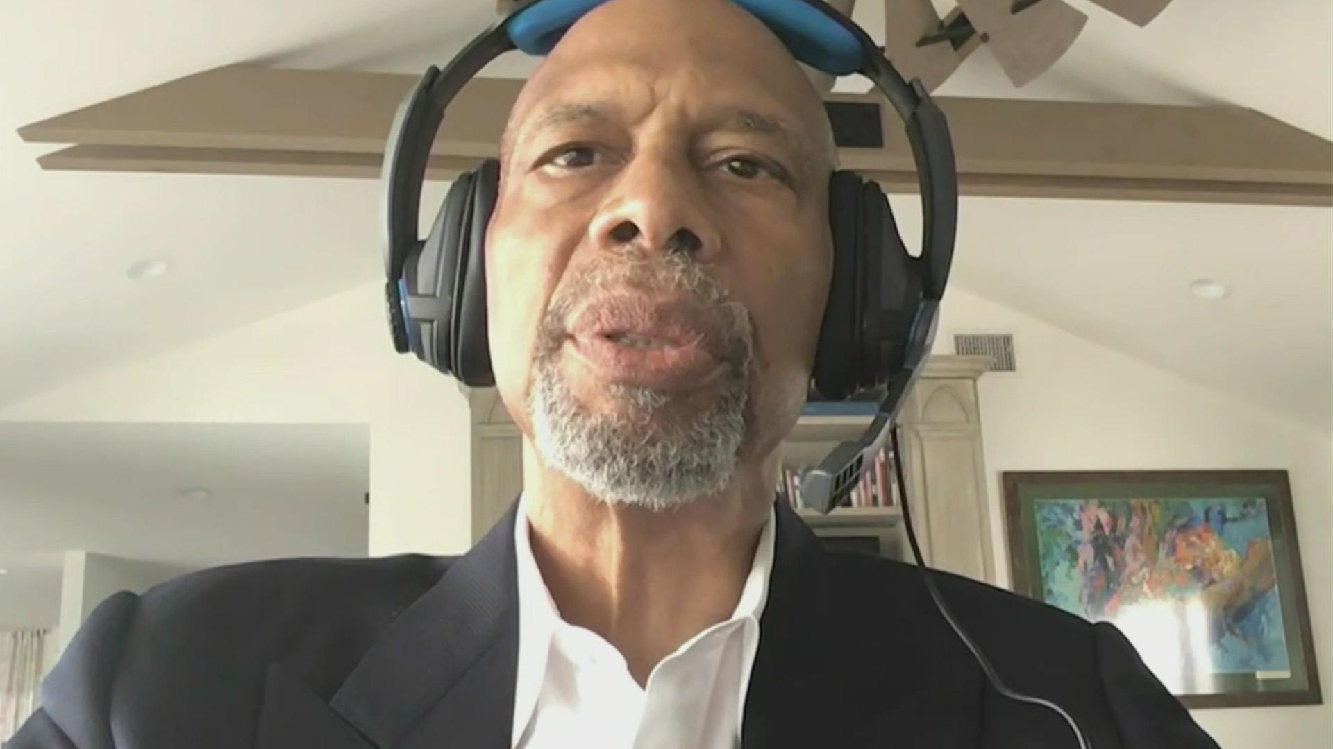 Lakers Kareem Abdul-Jabbar appears in an interview with KTLA on May 31, 2020. (KTLA)