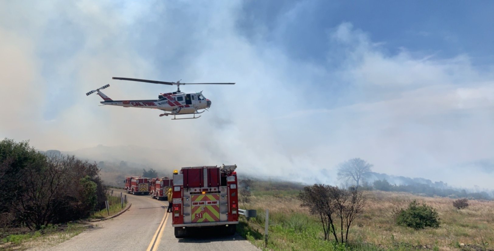 Firefighters were battling the Grand Fire in Lake Elsinore on June 8, 2020. (Cal Fire/Riverside County Fire Department)