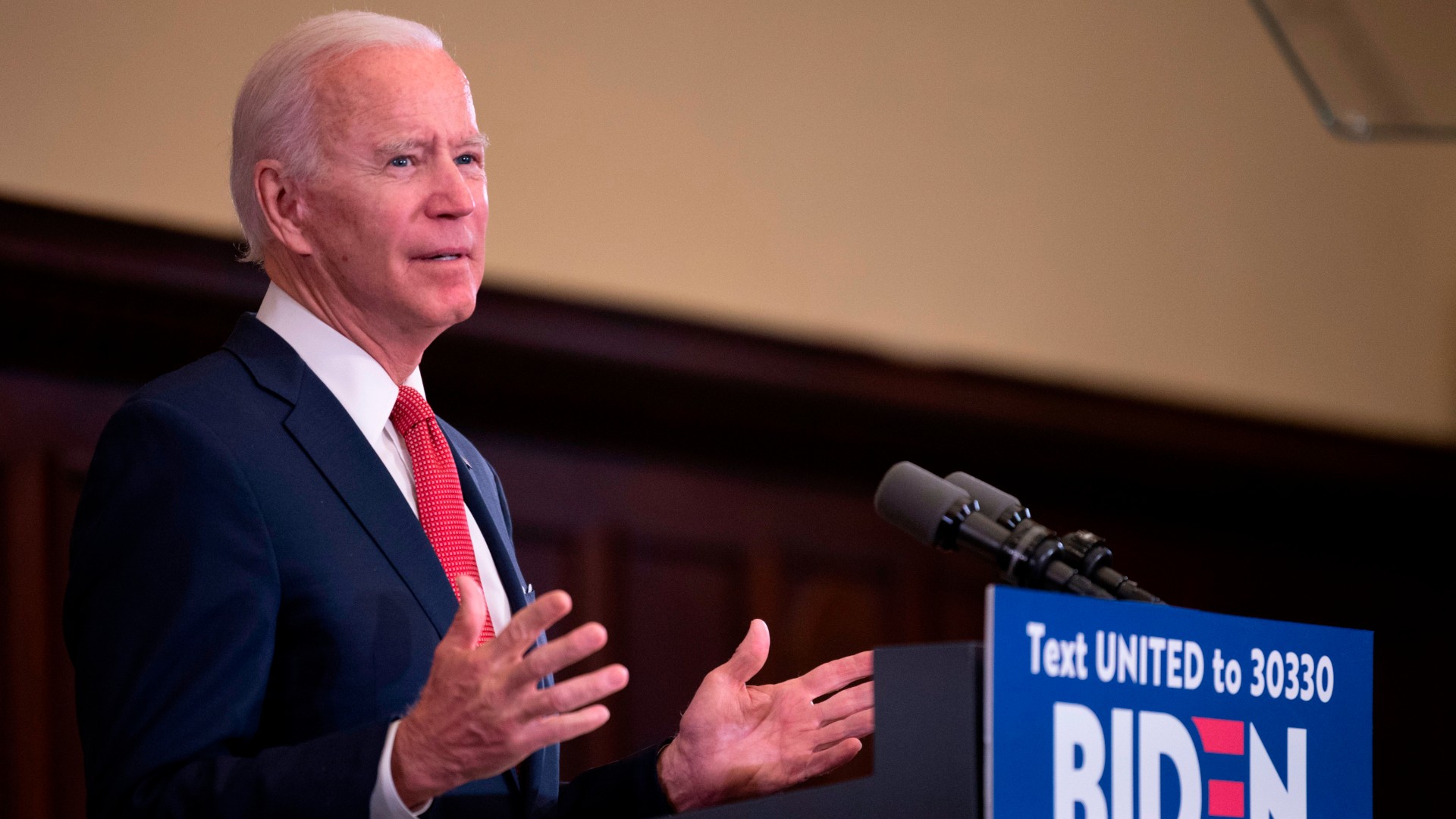 Former vice president and Democratic presidential candidate Joe Biden speaks about the unrest across the country from Philadelphia City Hall on June 2, 2020, in Philadelphia, Pennsylvania. (Jim Watson/AFP/Getty Images)