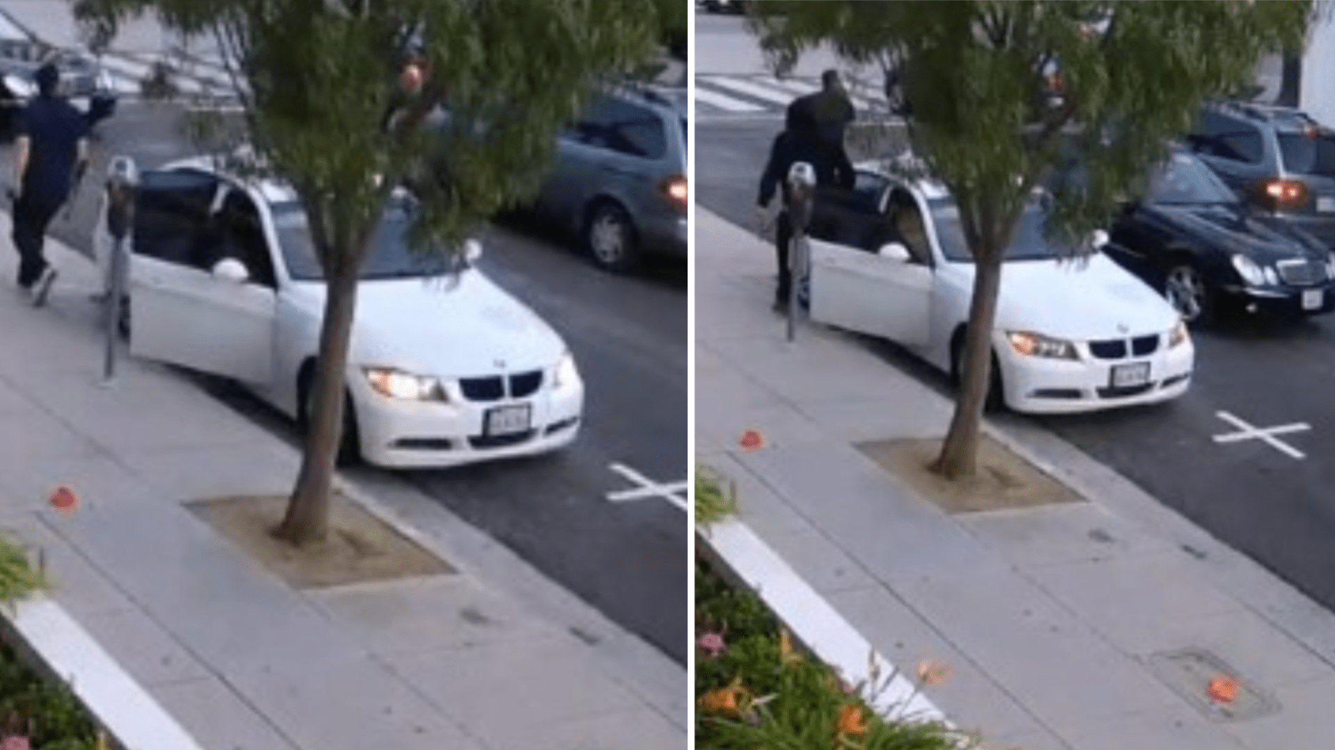 Surveillance photos show the suspects and a vehicle investigators believe were involved in the burglary of Big 5 Sporting Goods in Santa Monica. (Bureau of Alcohol, Tobacco, Firearms and Explosives.)