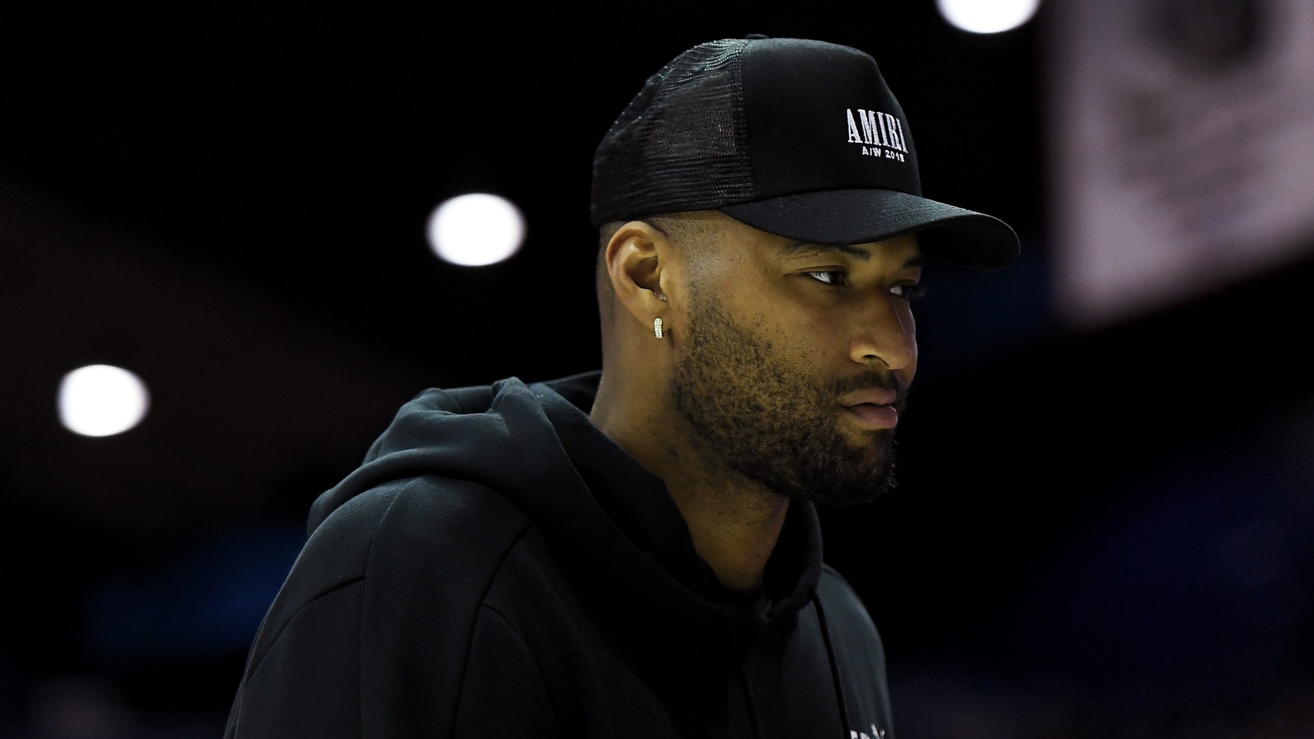 DeMarcus Cousins walks across the court during week seven of the BIG3 three on three basketball league at Allstate Arena on August 3, 2019 in Chicago, Illinois. (Stacy Revere/BIG3 via Getty Images)