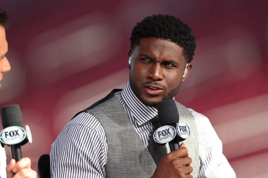 Former USC running back Reggie Bush attends the USC game against Utah as a guest on the pregame show on Fox Sports at Los Angeles Memorial Coliseum on Sept. 20, 2019, in Los Angeles. (Meg Oliphant/Getty Images)