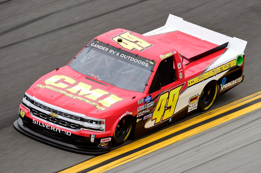 Ray Ciccarelli, driver of the #49 CMI Motorsports Chevrolet, qualifies for the NASCAR Gander RV & Outdoors Truck Series NextEra Energy 250 at Daytona International Speedway on February 14, 2020 in Daytona Beach, Florida. (Jared C. Tilton/Getty Images)