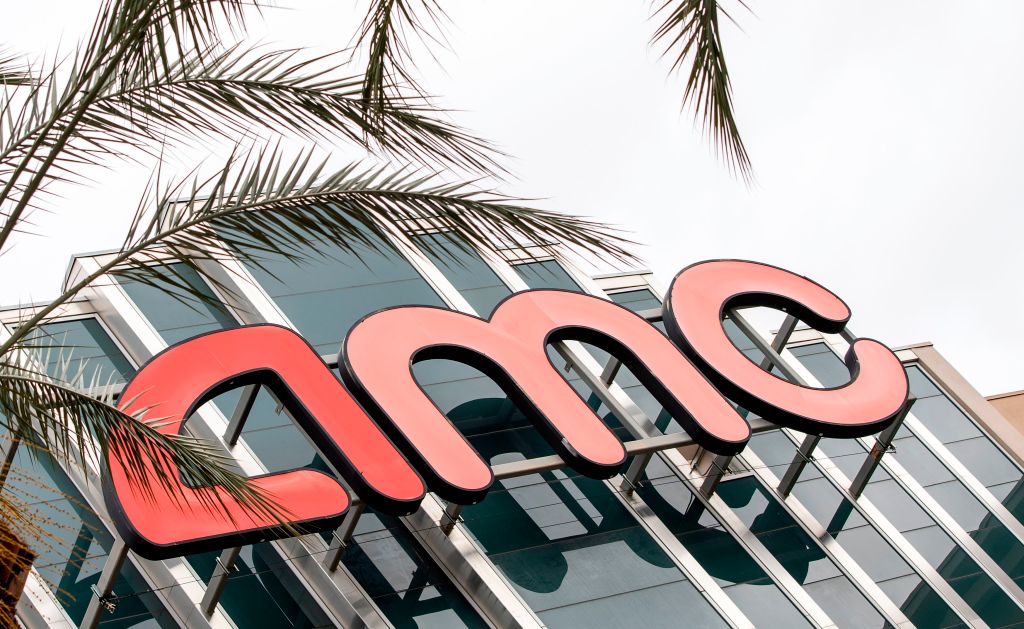 Outside view of the closed AMC Theater, amid the coronavirus pandemic, May 12, 2020, in Burbank, California. (Valerie Macon/AFP via Getty Images)