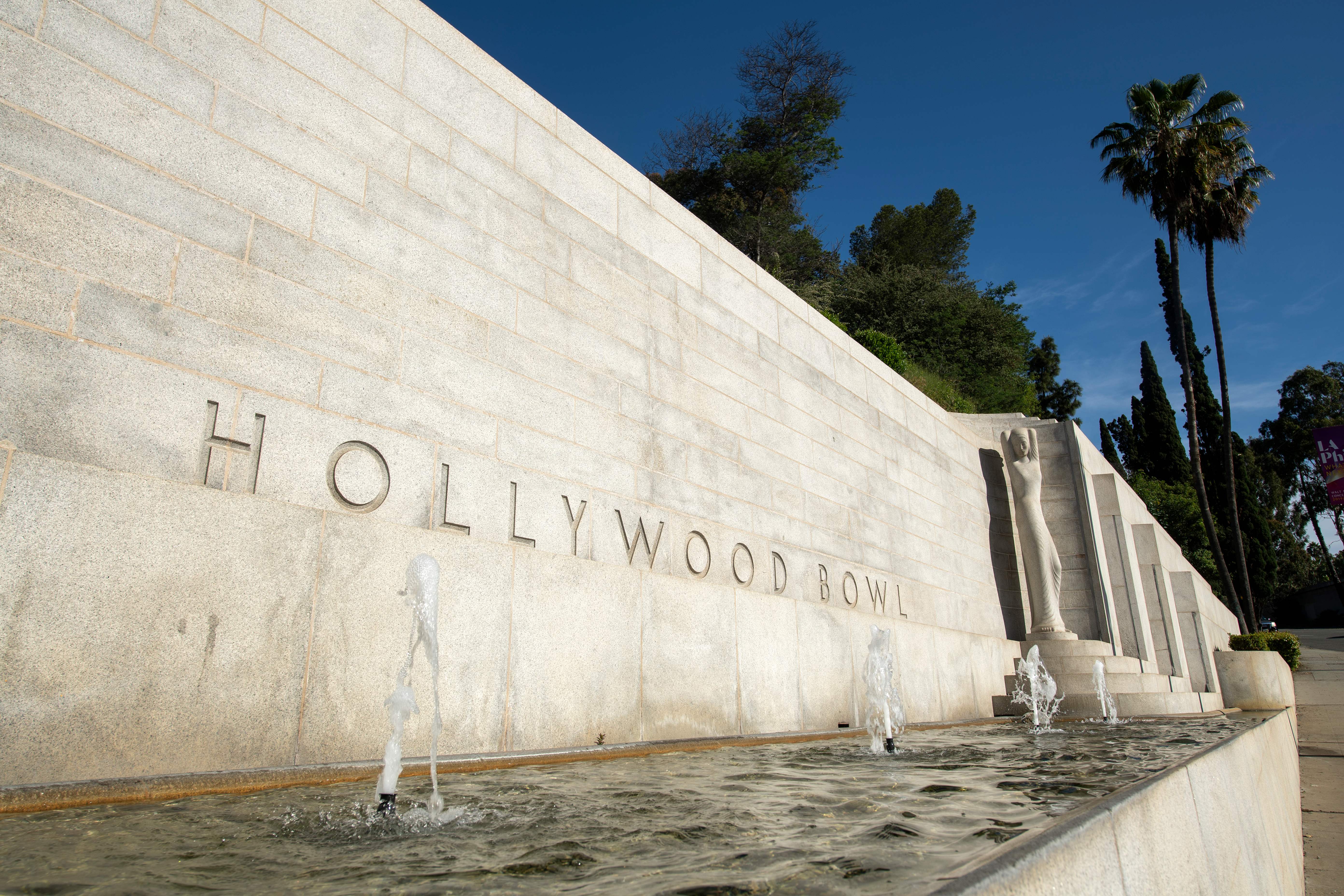 The entrance to the Hollywood Bowl is seen on May 14, 2020. (VALERIE MACON/AFP via Getty Images)