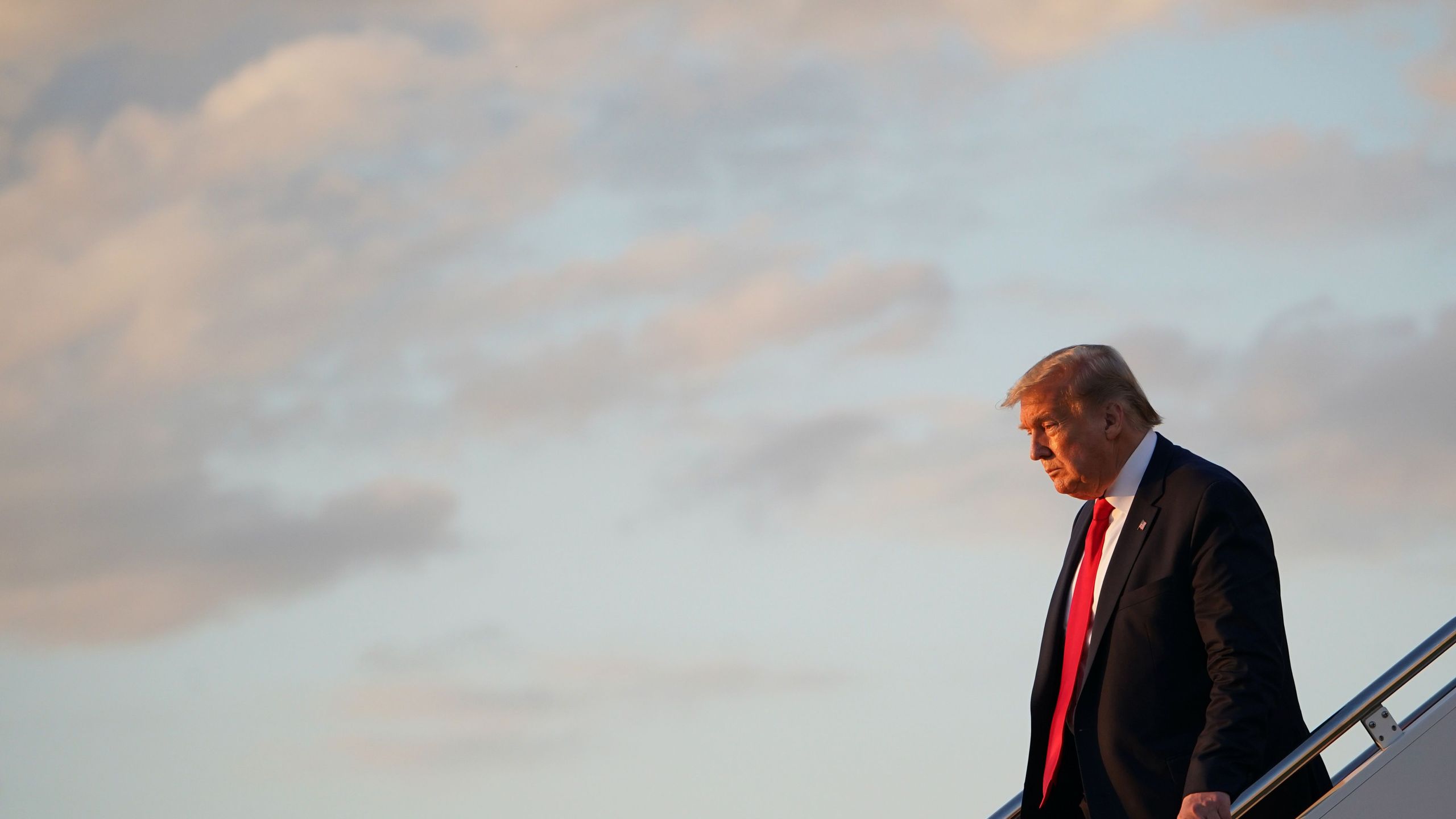 President Donald Trump steps off Air Force One upon return to Andrews Air Force Base in Maryland on May 30, 2020. (MANDEL NGAN/AFP via Getty Images)