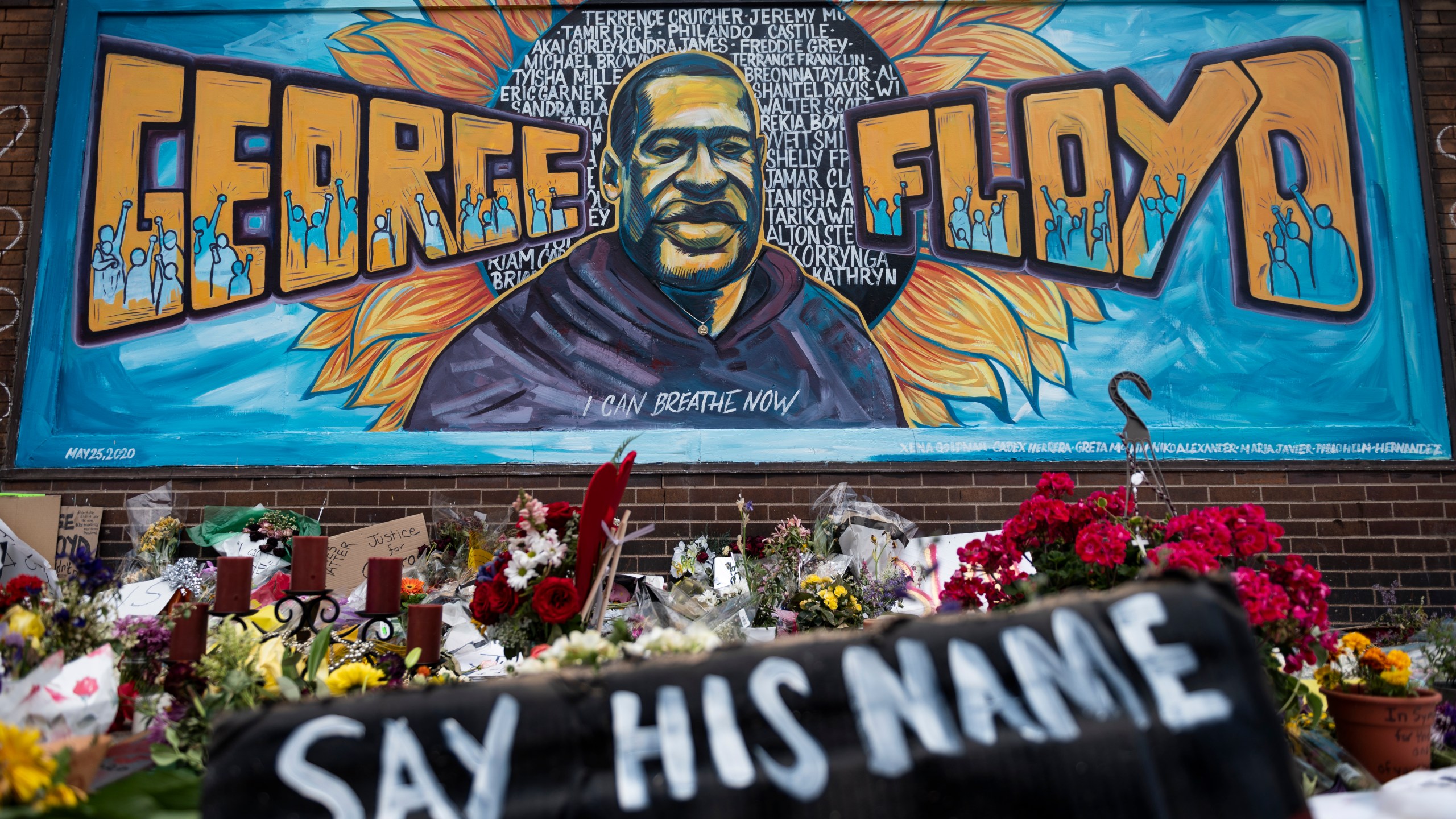 A memorial site where George Floyd died while in police custody on June 1, 2020 in Minneapolis, Minnesota. (Stephen Maturen/Getty Images)