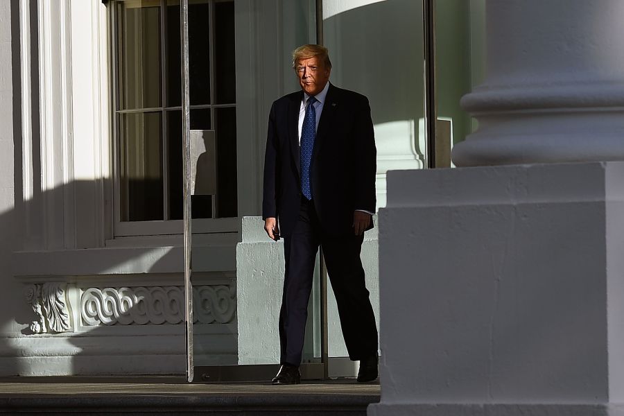 Donald Trump leaves the White House on foot to go to St John's Episcopal church across Lafayette Park in Washington, D.C. on June 1, 2020. (BRENDAN SMIALOWSKI/AFP via Getty Images)