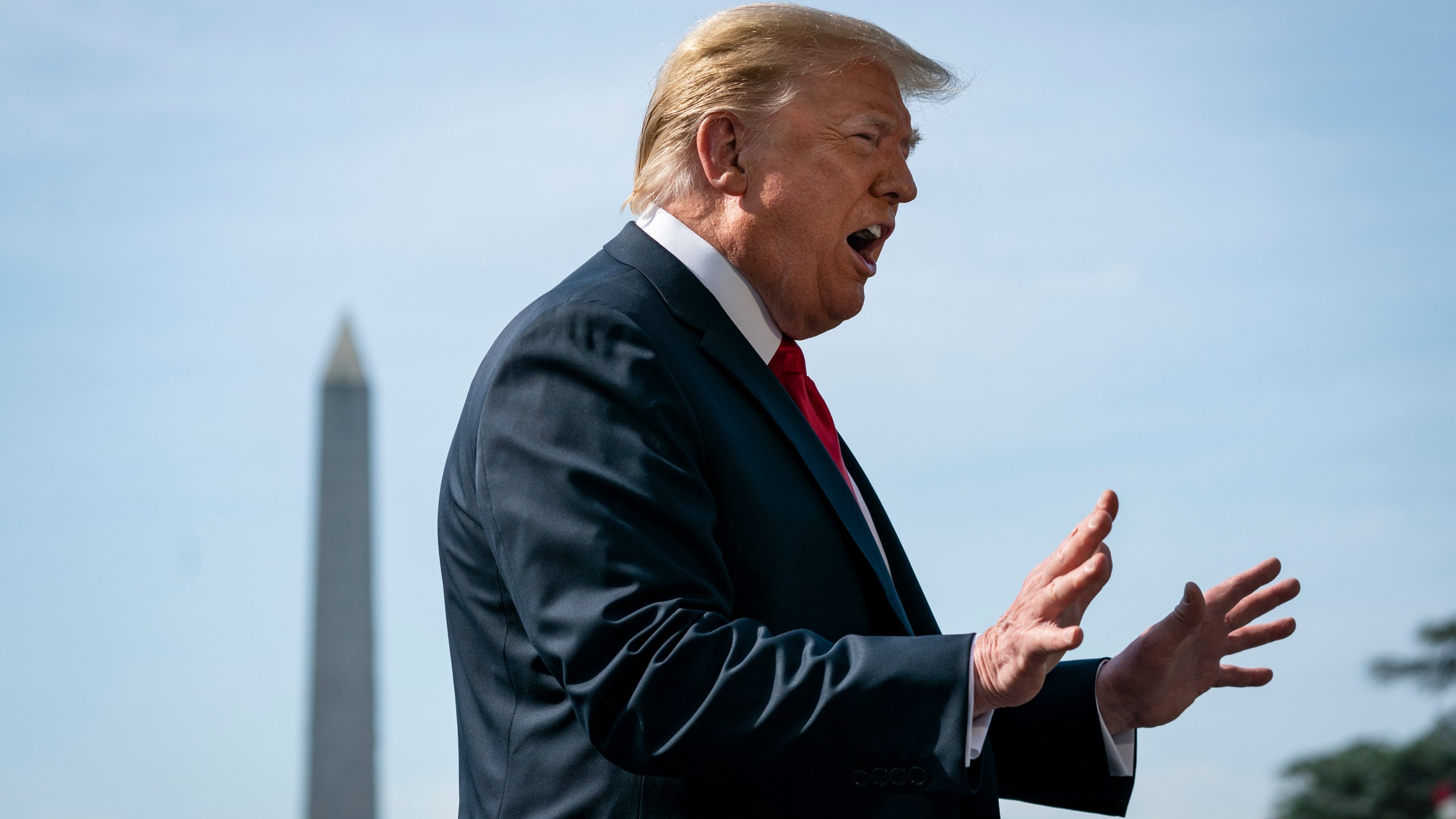 U.S. President Donald Trump speaks to reporters before boarding Marine One on the South Lawn of the White House on June 23, 2020 in Washington, DC. (Drew Angerer/Getty Images)