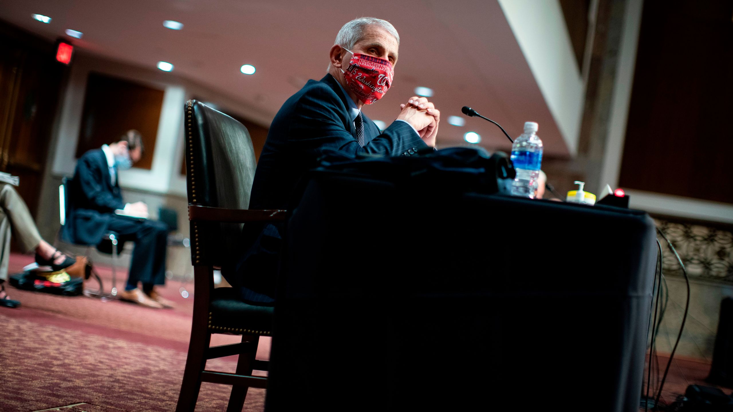 Anthony Fauci, director of the National Institute of Allergy and Infectious Diseases, listens during a Senate Health, Education, Labor and Pensions Committee hearing in Washington, DC, June 30, 2020. (AL DRAGO/POOL/AFP via Getty Images)