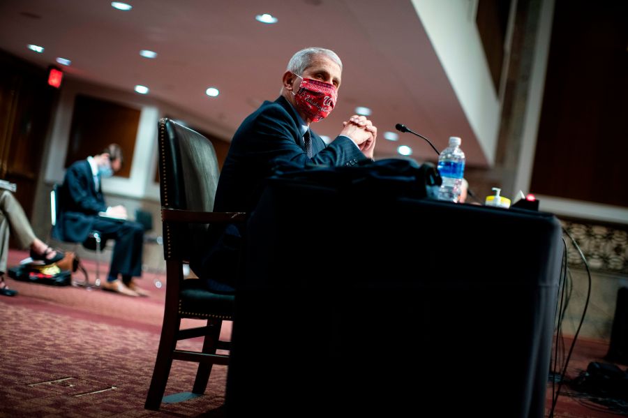 Anthony Fauci, director of the National Institute of Allergy and Infectious Diseases, listens during a Senate Health, Education, Labor and Pensions Committee hearing in Washington, DC, June 30, 2020. (AL DRAGO/POOL/AFP via Getty Images)