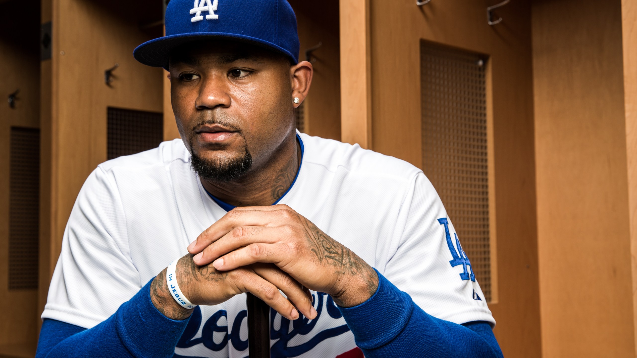 Carl Crawford of the Los Angeles Dodgers poses for a portrait during spring training in Glendale, Arizona, on Feb. 28, 2015. (Rob Tringali / Getty Images)