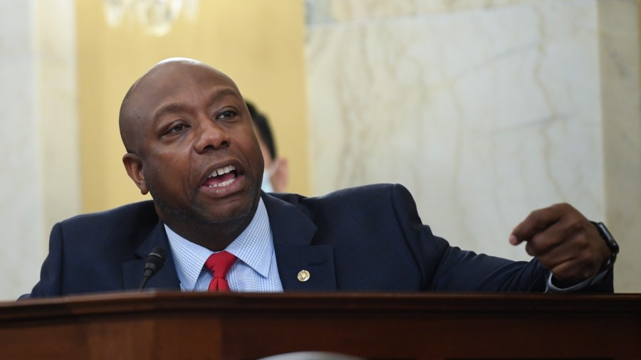 U.S. Senator Tim Scott speaks during the Senate Small Business and Entrepreneurship Hearings to examine implementation of Title I of the CARES Act on Capitol Hill in Washington, DC on June 10, 2020. (Kevin Dietsch/Pool/AFP/Getty Images)