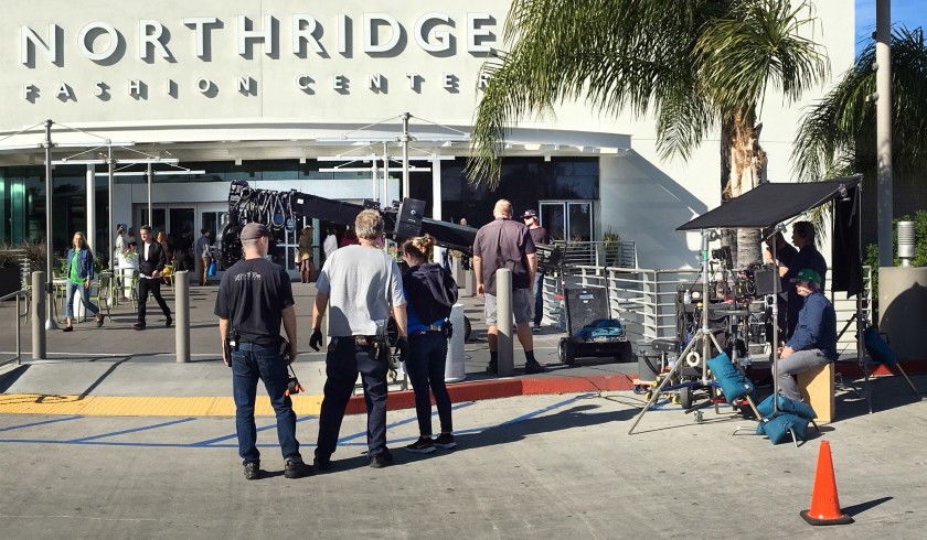 Filming takes place at the Northridge Fashion Center in the San Fernando Valley.(Myung J. Chun / Los Angeles Times)