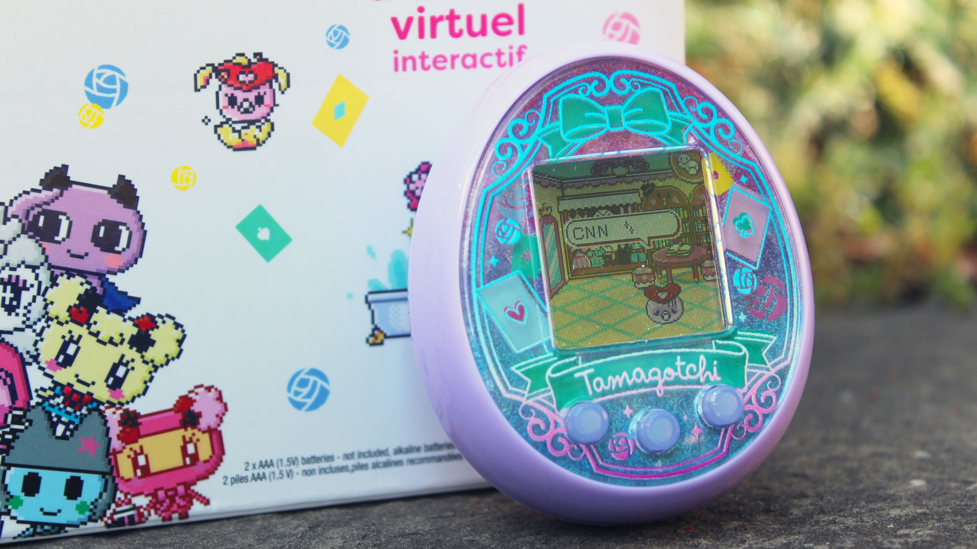 Tamagotchi, the popular toy from the 90s, is back once again with a new product called Tamagotchi On Wonder Garden. (Sofia Barrett/CNN)