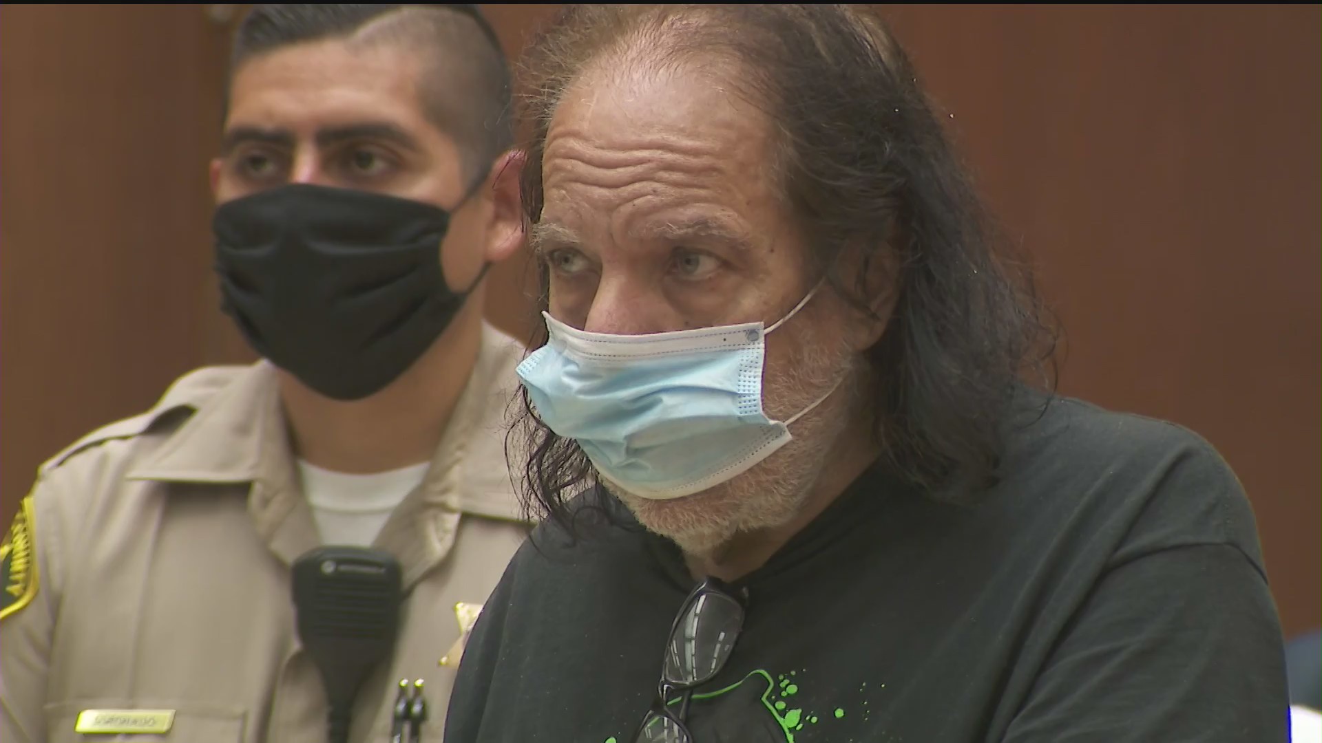 Ron Jeremy is seen at a court appearance in Los Angeles on June 23, 2020. (KTLA)