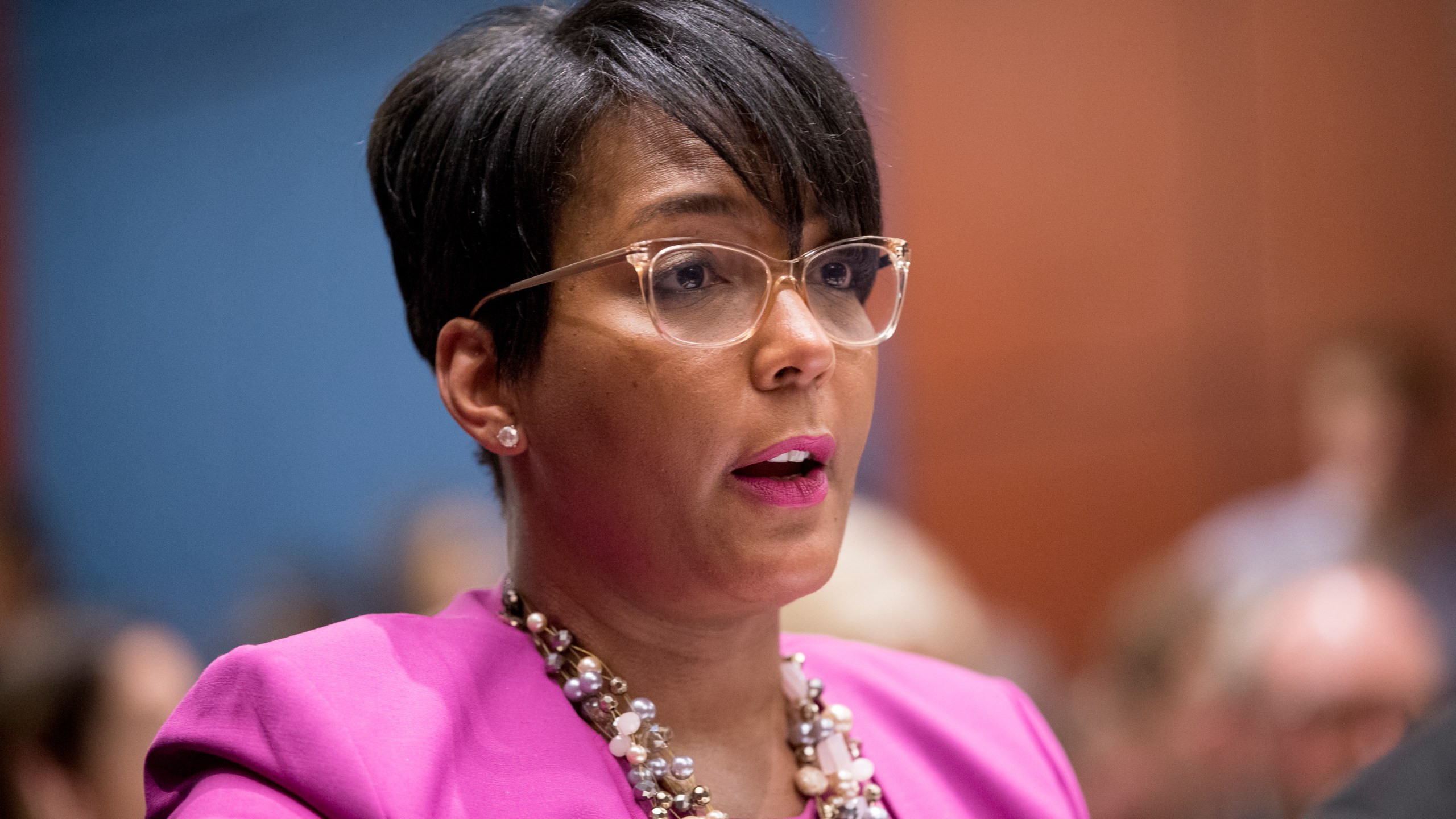 In this July 17, 2019, file photo, Atlanta Mayor Keisha Lance Bottoms speaks during a Senate Democrats' Special Committee on the Climate Crisis on Capitol Hill. (Andrew Harnik/Associated Press)