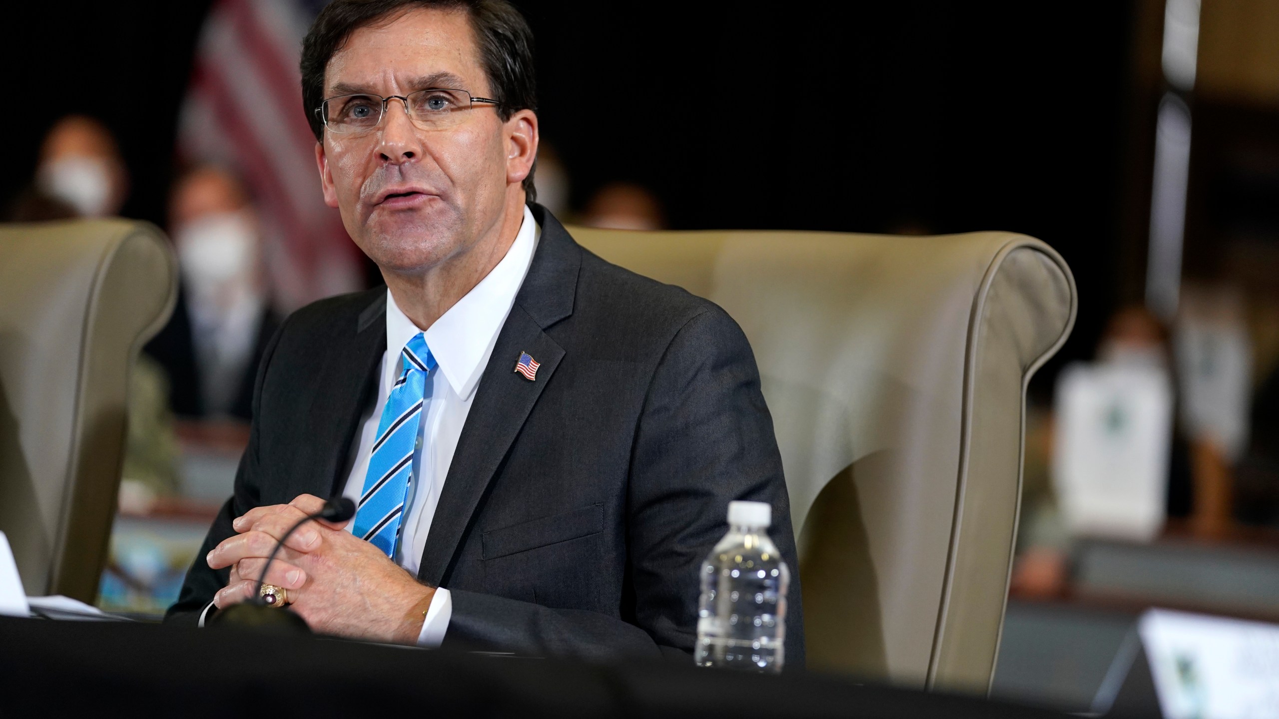 Defense Secretary Mark Esper speaks during a briefing on counternarcotics operations at U.S. Southern Command in Doral on July 10, 2020. (AP Photo/Evan Vucci, File)