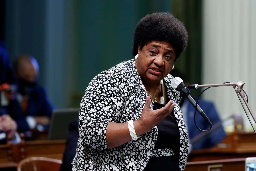 In this June 10, 2020 file photo, Assemblywoman Shirley Weber, D-San Diego, talks at the Capitol in Sacramento, Calif. Trustees of California State University, the nation's largest four-year public university system, will vote July 22, 2020 on making ethnic studies a graduation requirement. Weber, authored the legislature's bill, which could go to Gov. Gavin Newsom's desk as early as the next week for his signature, her office said. (AP Photo/Rich Pedroncelli, File)