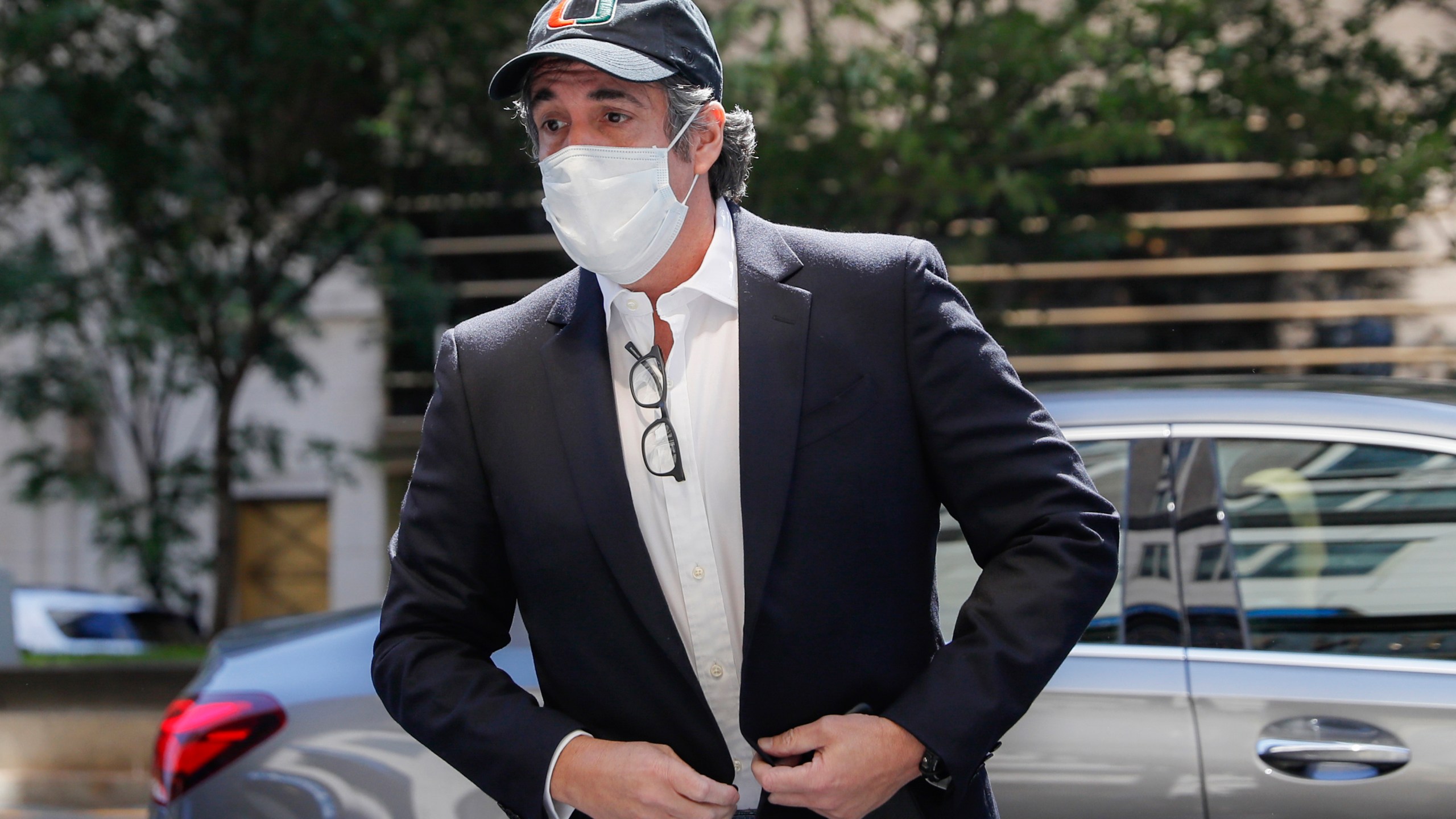 In this May 21, 2020 file photo, Michael Cohen arrives at his Manhattan apartment in New York after being furloughed from prison because of concerns over the coronavirus. (John Minchillo/Associated Press)