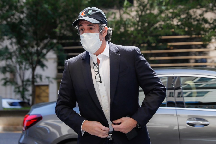 In this May 21, 2020 file photo, Michael Cohen arrives at his Manhattan apartment in New York after being furloughed from prison because of concerns over the coronavirus. (John Minchillo/Associated Press)