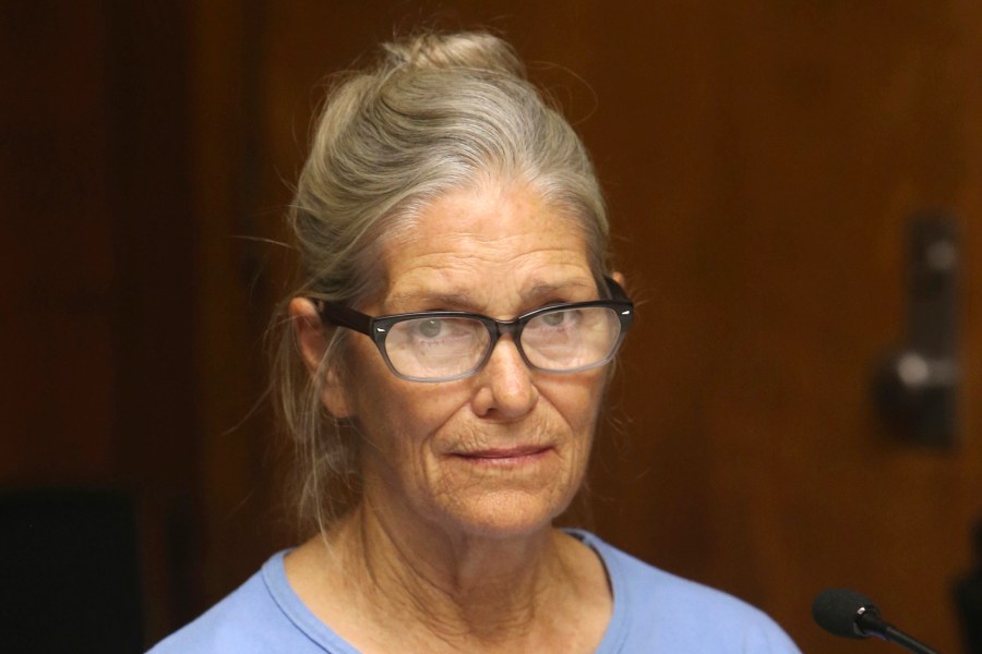 In this Sept. 6, 2017, file photo, is Leslie Van Houten at her parole hearing at the California Institution for Women in Corona. (StanLim/Los Angeles Daily News via AP, Pool, File)