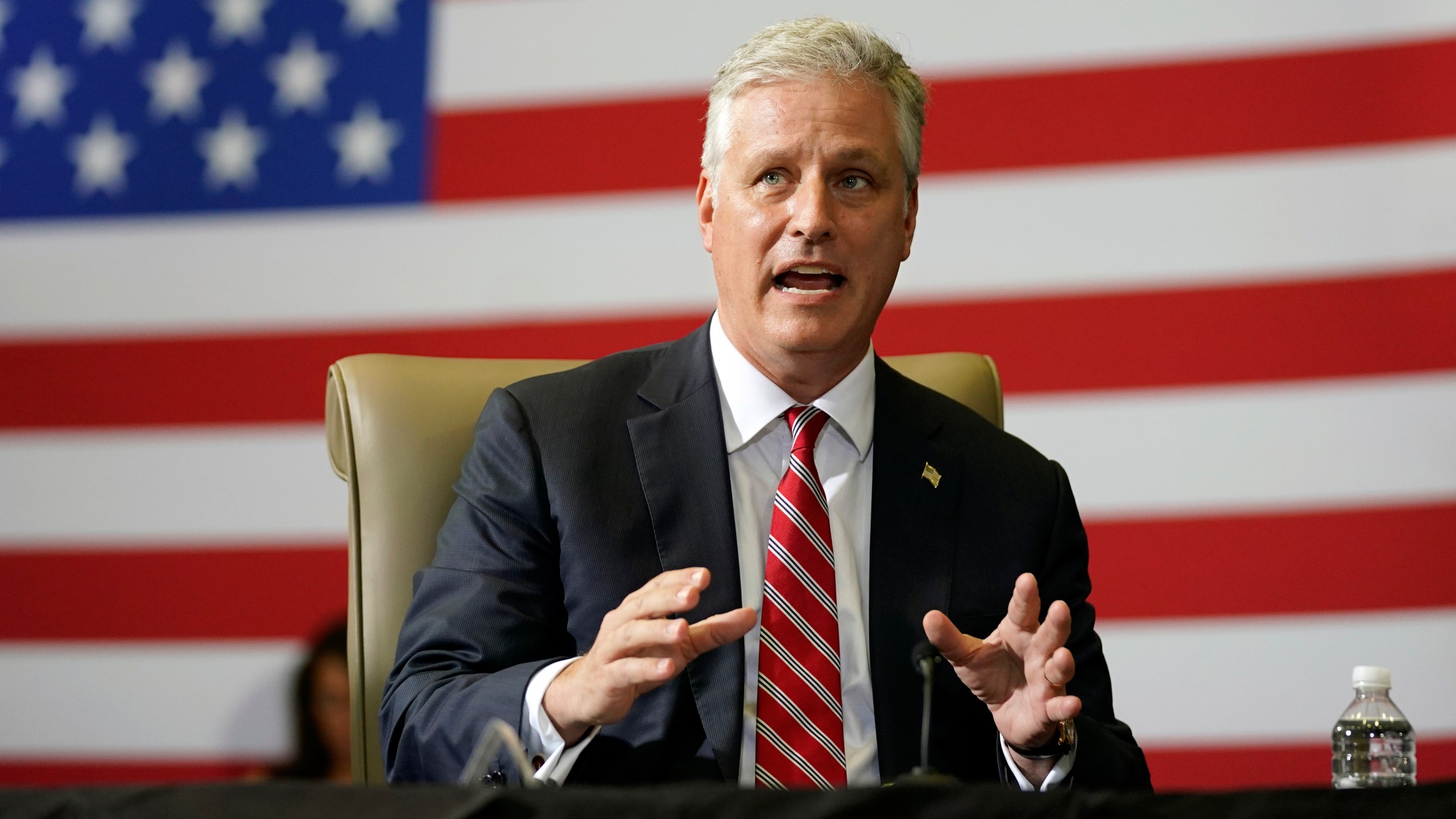 In this July 10, 2020 file photo, White House national security adviser Robert O'Brien speaks during a briefing on counternarcotics operations at U.S. Southern Command, in Doral, Fla. (AP Photo/Evan Vucci)