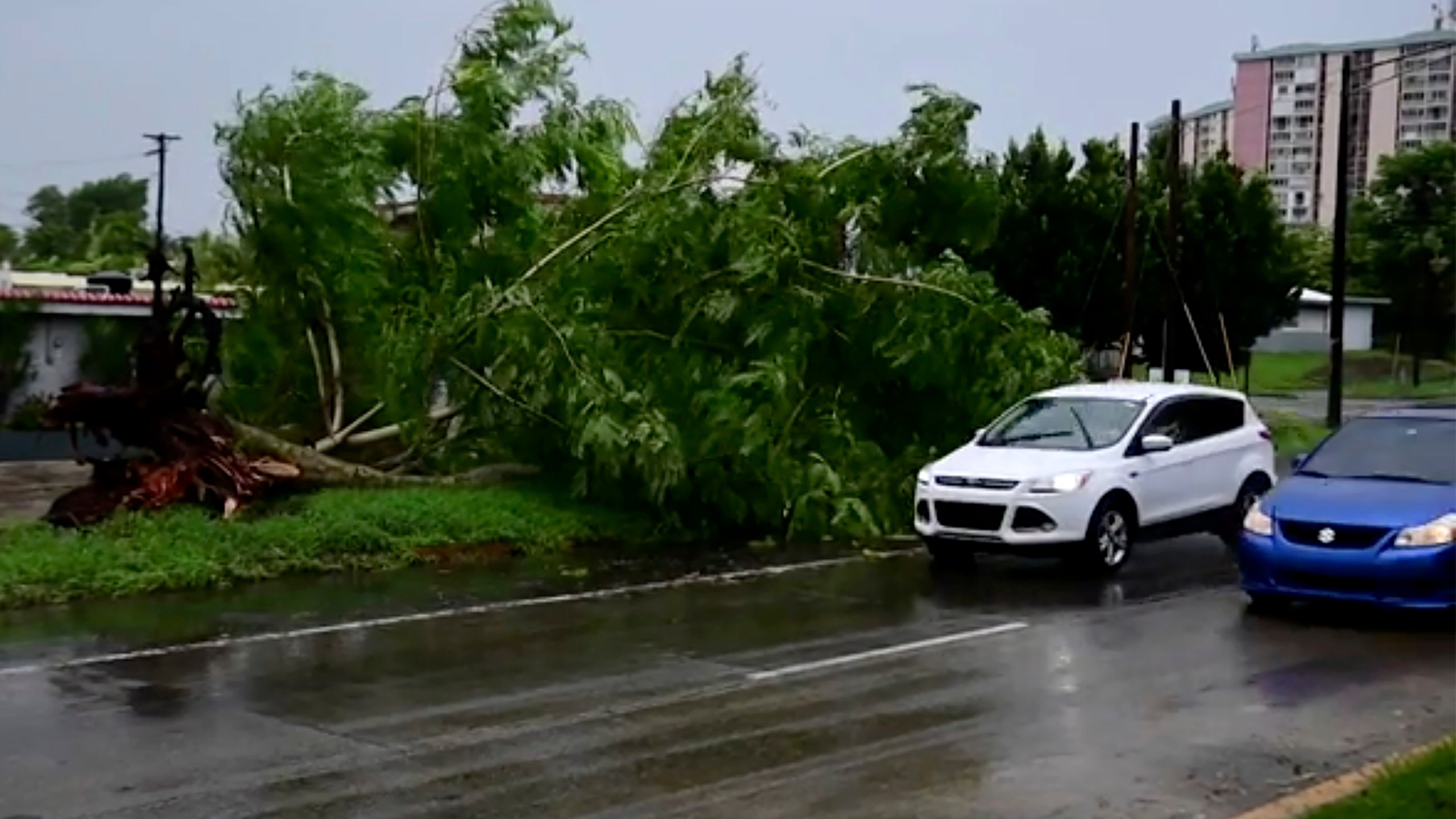 Tropical Storm Isaias knocked out power and caused flooding and small landslides across Puerto Rico and the Dominican Republic on Thursday as forecasters predicted it would strengthen into a hurricane while moving toward the Bahamas and U.S. East Coast. (AP Photo)