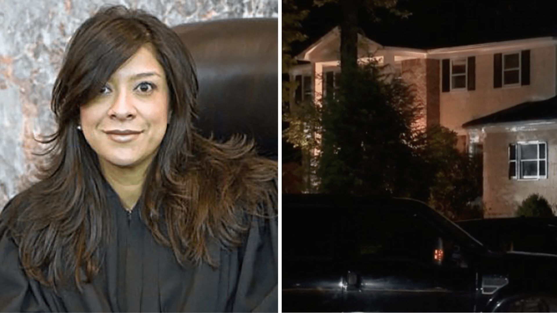 Federal Judge Esther Salas and her New Jersey home. (News 12 New Jersey via CNN)