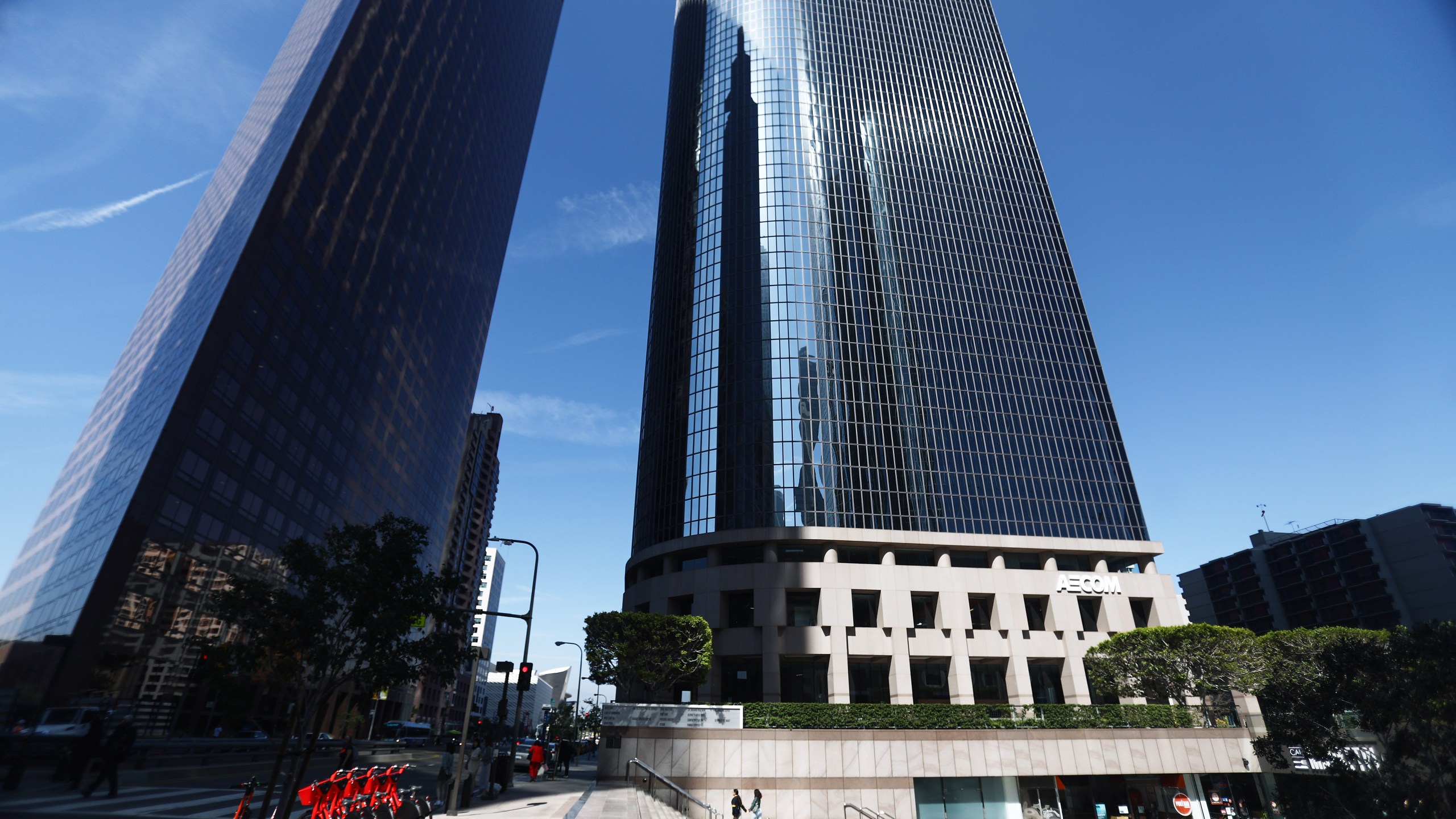 Skyscrapers stand in downtown Los Angeles on April 25, 2019. (Mario Tama/Getty Images)