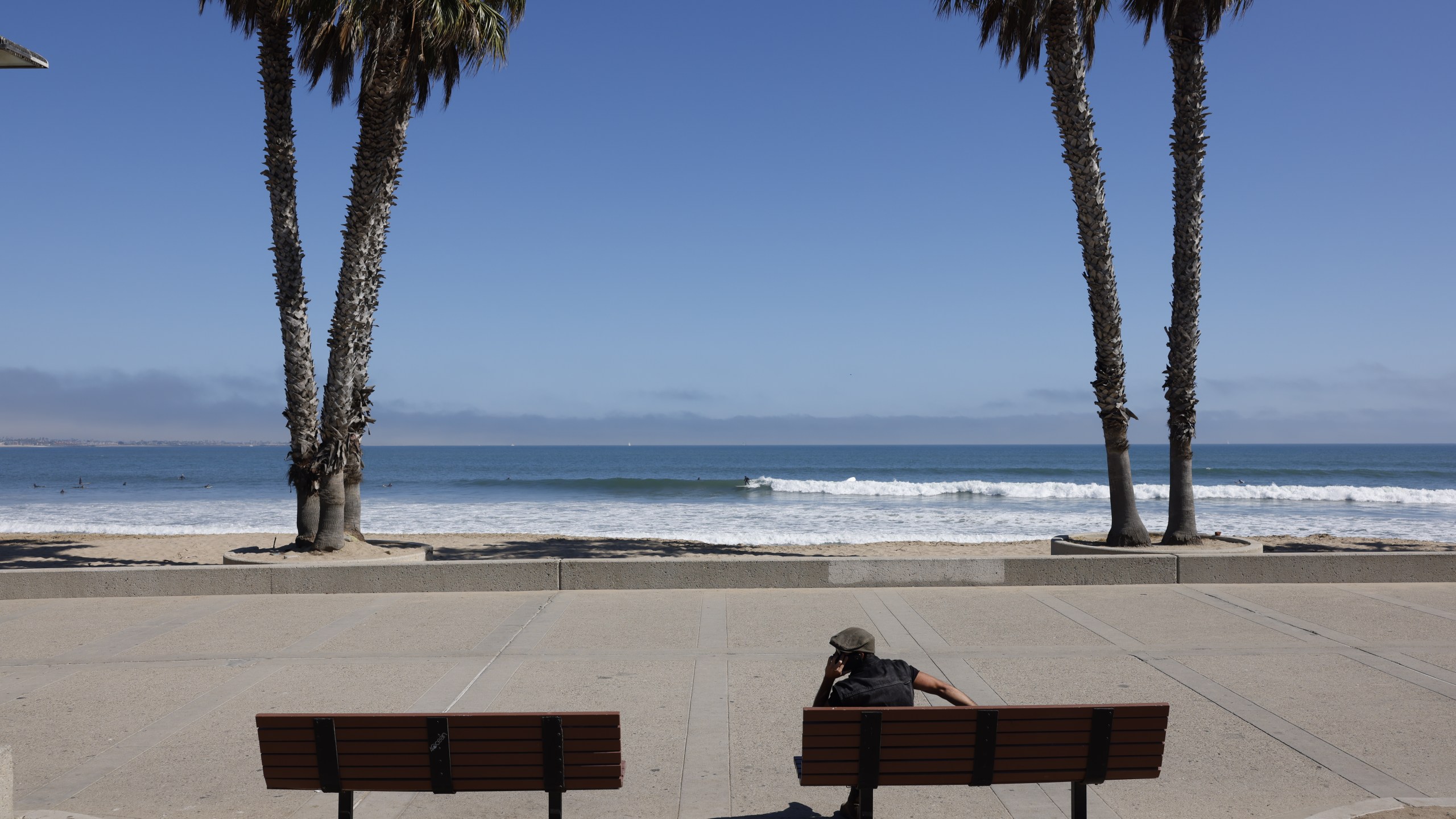 An empty beachfront in Ventura, Calif. that would typically be packed with people on July the 4th. Most beaches and beach parking are closed from the 3rd through to the 7th of July 2020 as California fights rising COVID-19 infections. (Brent Stirton/Getty Images)