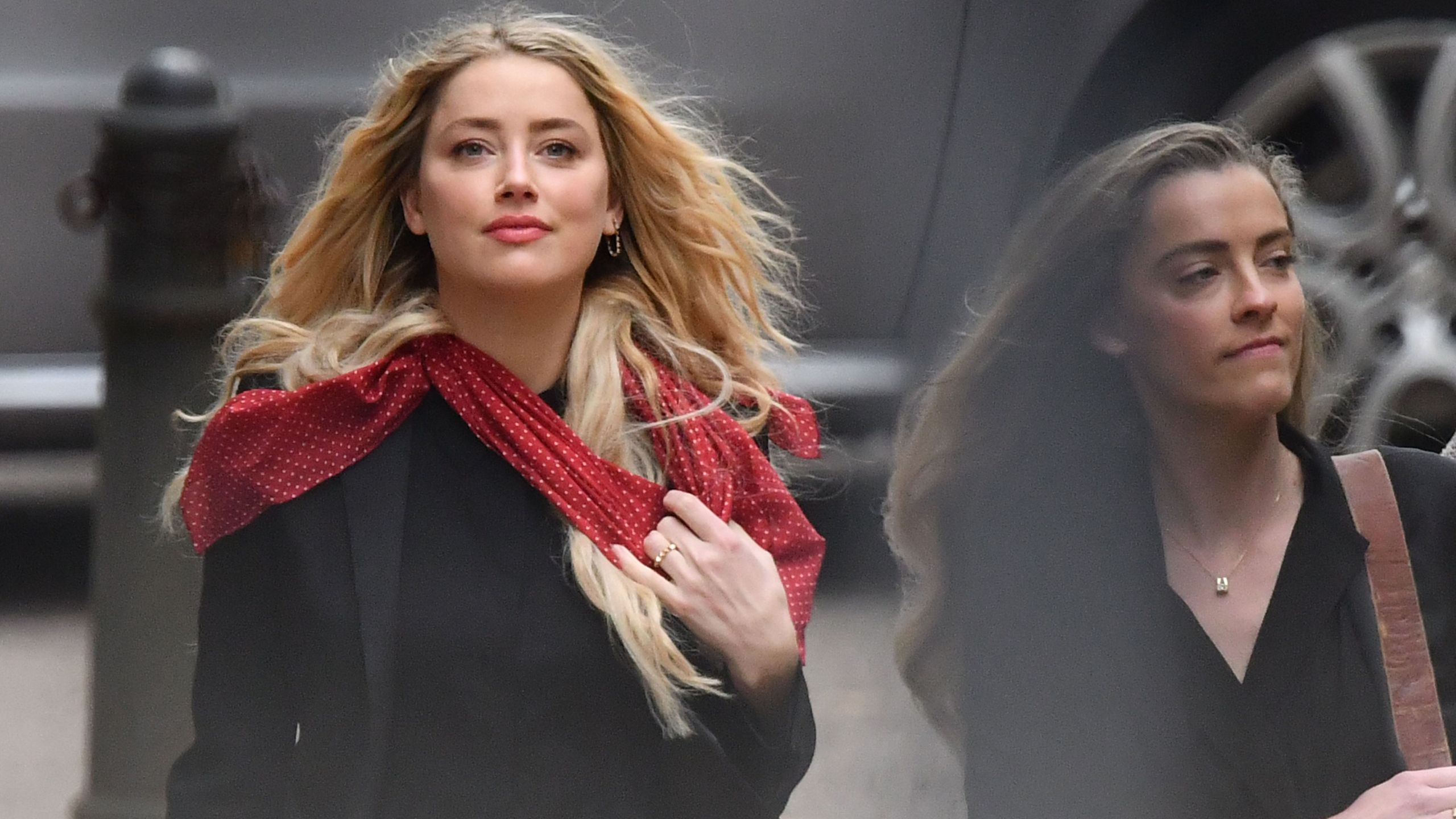 Actress Amber Heard arrives on day eight of the libel trial by her former husband actor Johnny Depp against News Group Newspapers (NGN), at the High Court in London, on July 16, 2020. (JUSTIN TALLIS/AFP via Getty Images)