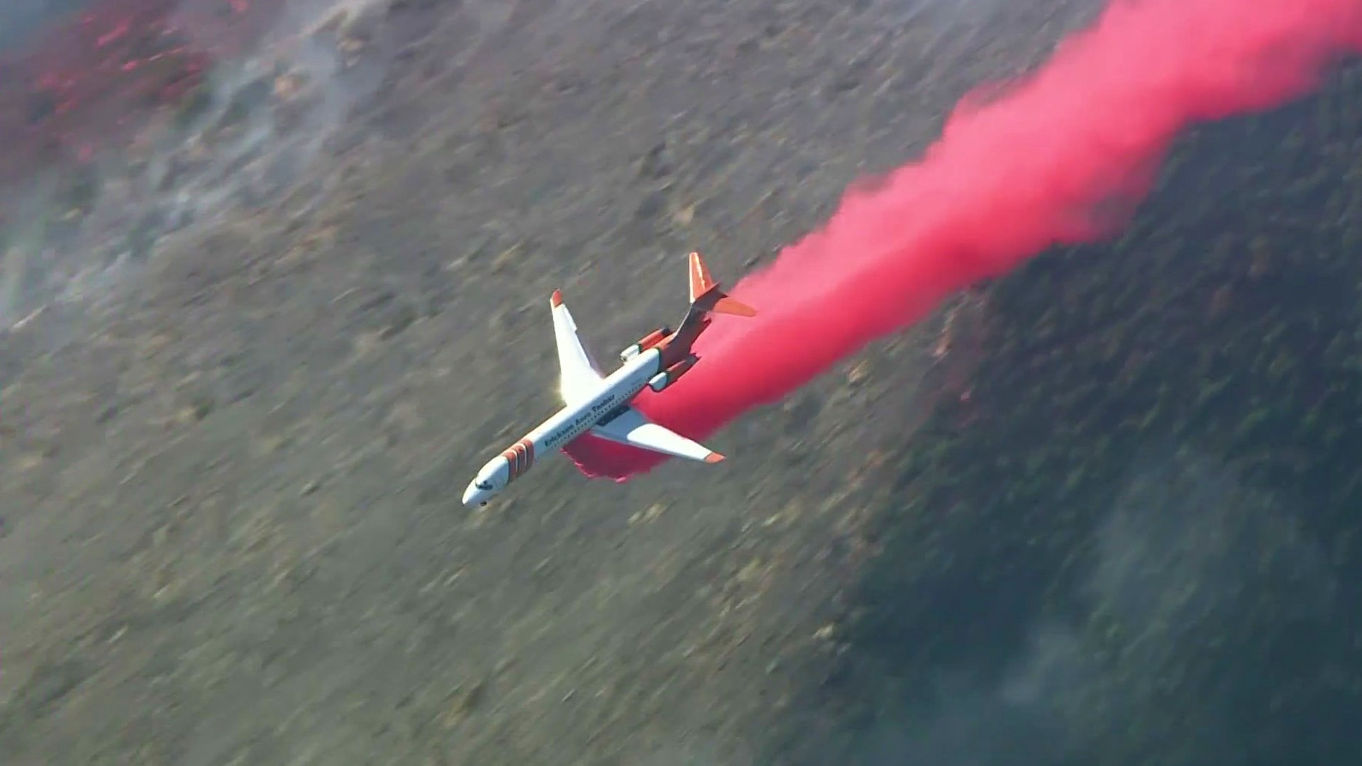 Crews battle a brush fire from the air in this file photo. (KTLA)