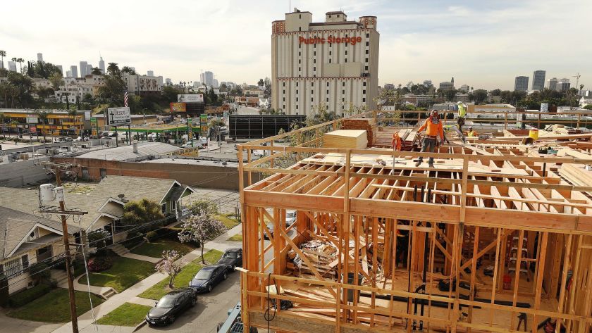 PATH’s Metro Villas Phase 2 -- an affordable, supportive housing project -- is shown under construction in this 2019 photo. (Al Seib / Los Angeles Times)