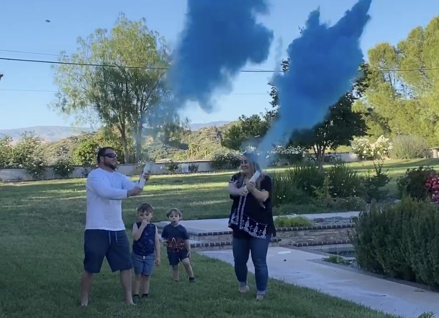 Jessica Pierson is seen at her third baby's gender reveal in a photo her brother Tom Clemente posted to GoFundMe.