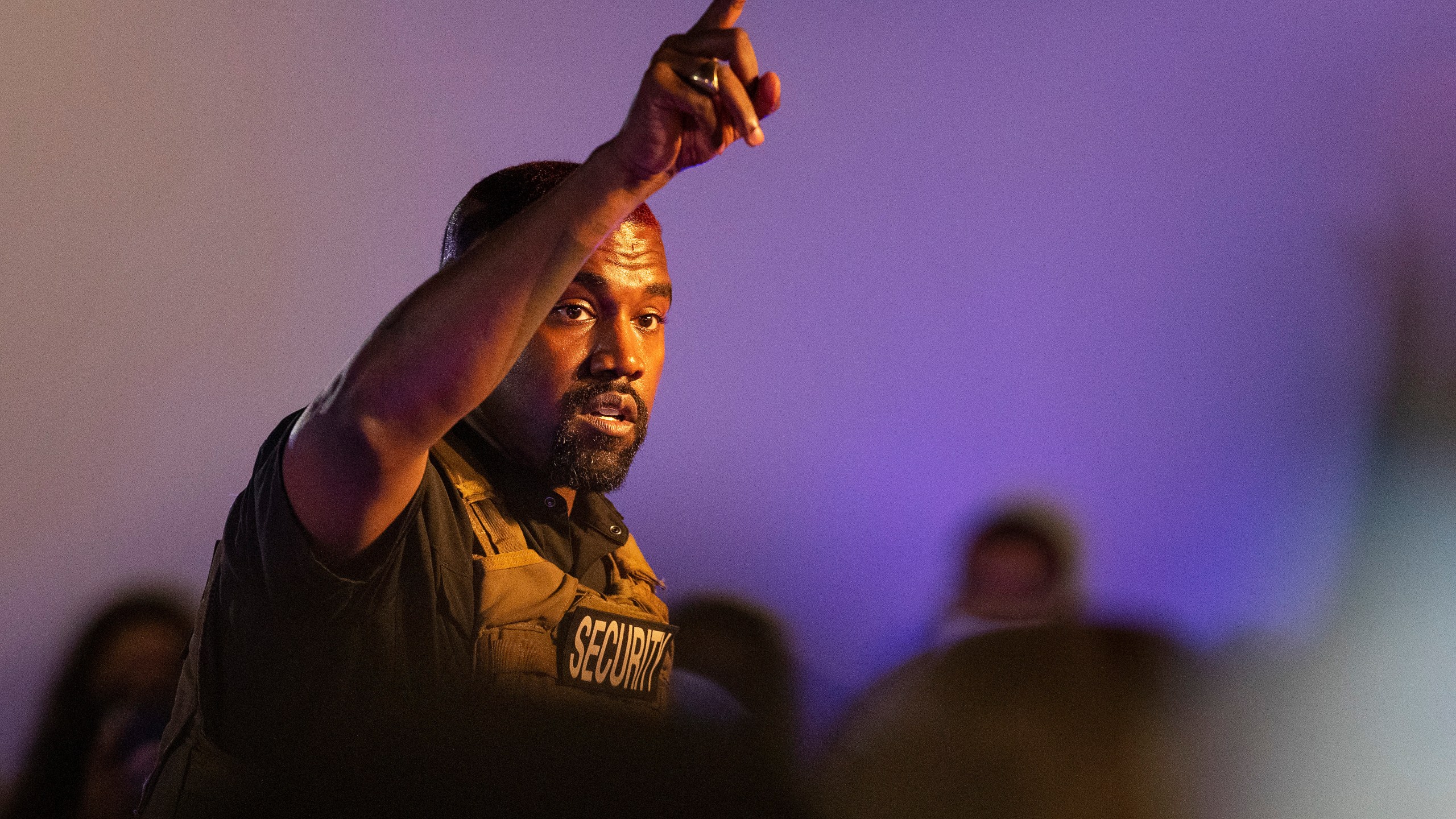 Kanye West makes his first presidential campaign appearance, on July 19, 2020 in North Charleston, S.C. (Lauren Petracca Ipetracca/The Post And Courier via AP)