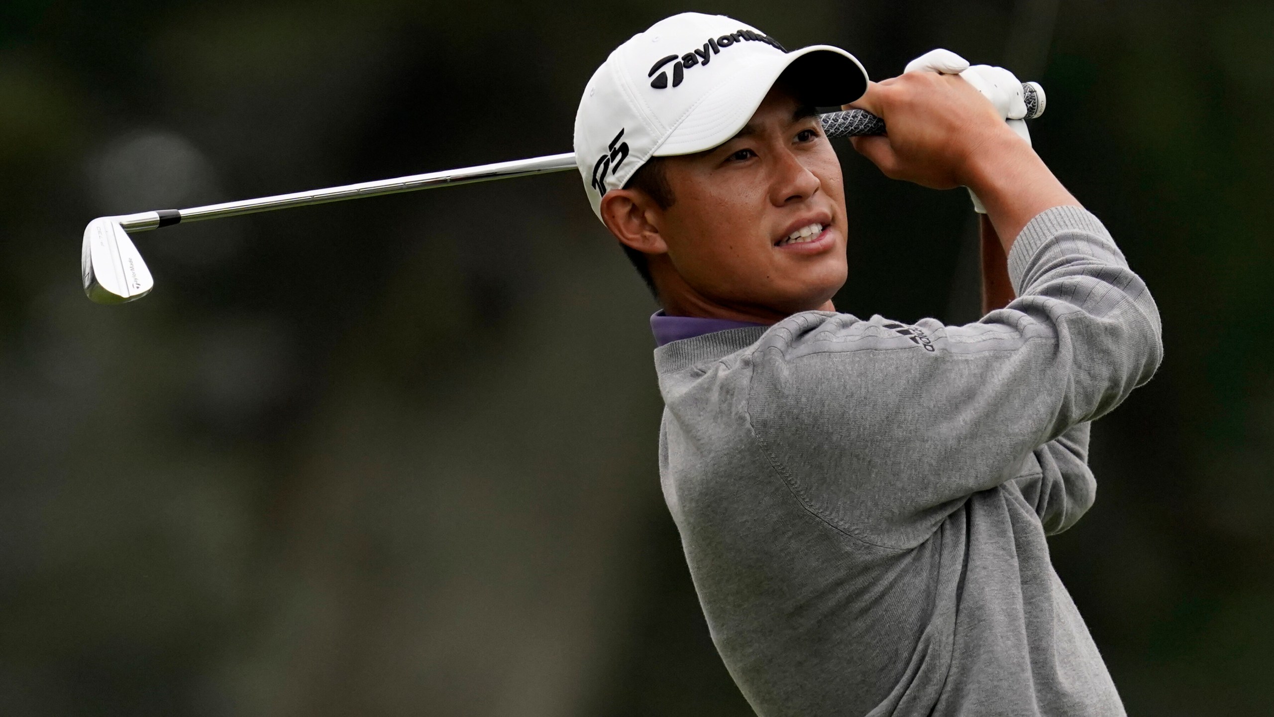 Collin Morikawa watches his tee shot on the third hole during the final round of the PGA Championship golf tournament at TPC Harding Park on Aug. 9, 2020, in San Francisco. (AP Photo/Jeff Chiu)