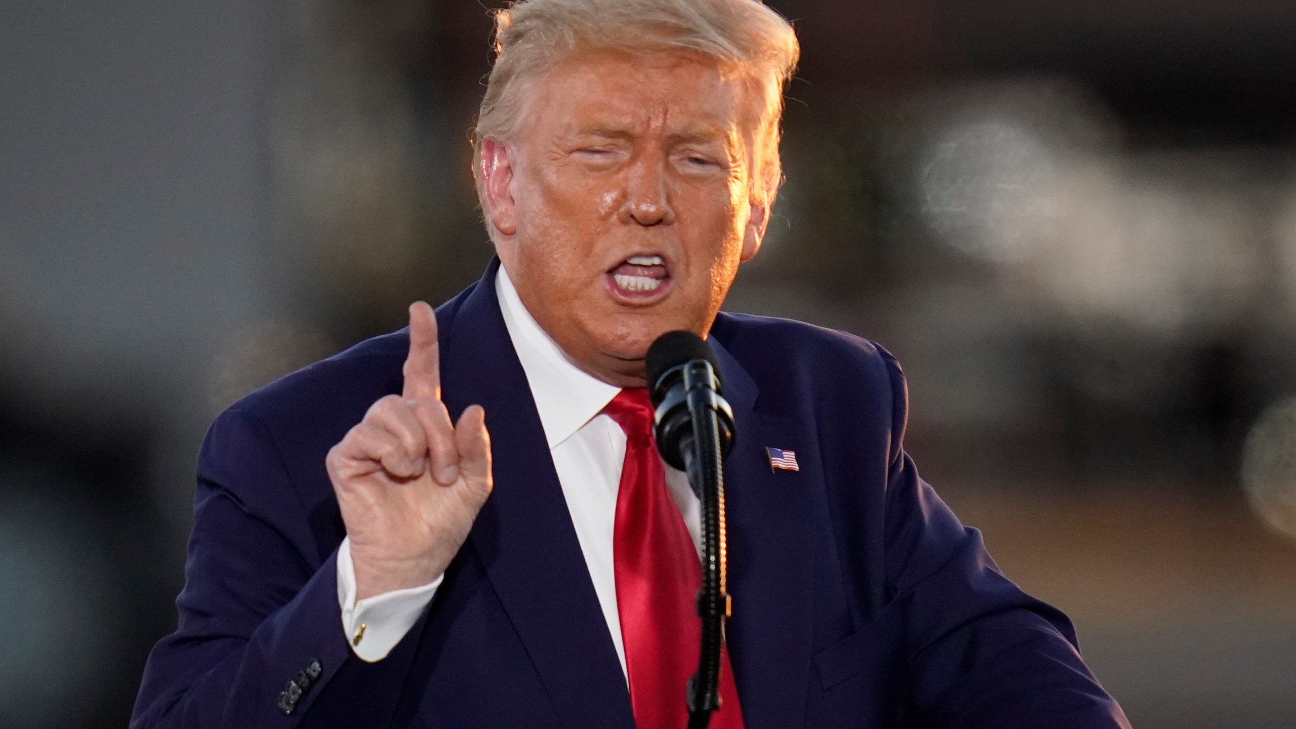 Donald Trump speaks during a campaign rally at Manchester-Boston Regional Airport, Friday, Aug. 28, 2020, in Londonderry, N.H. (AP Photo/Charles Krupa)