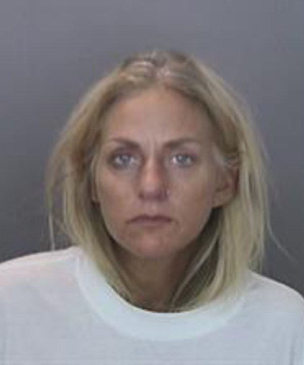 Courtney Pandolfi is seen in a booking photo released by Anaheim police. 