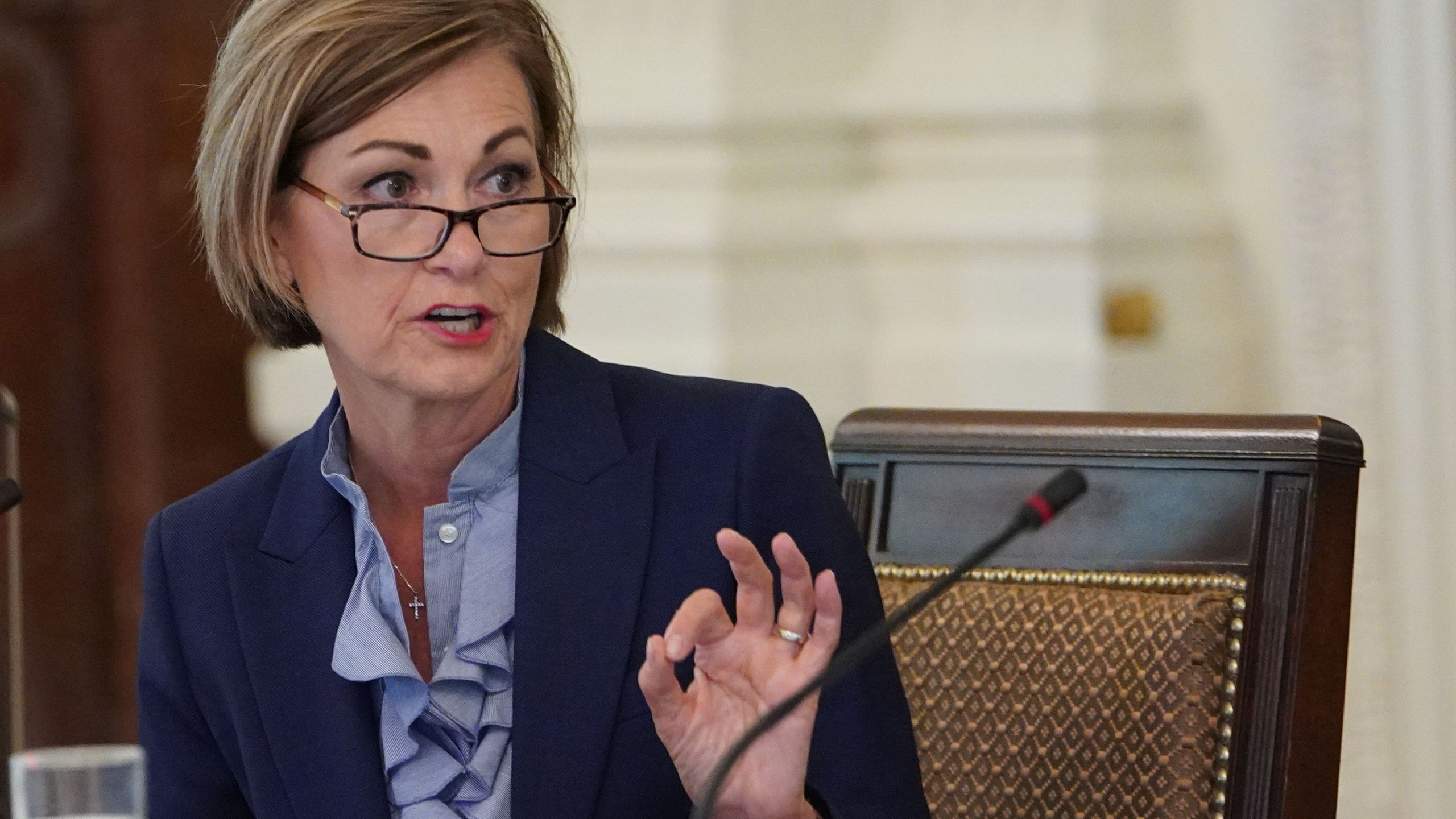 Iowa Gov. Kim Reynolds speaks during a meeting in the East Room of the White House in Washington, D.C. on June 26, 2020. (MANDEL NGAN/AFP via Getty Images)