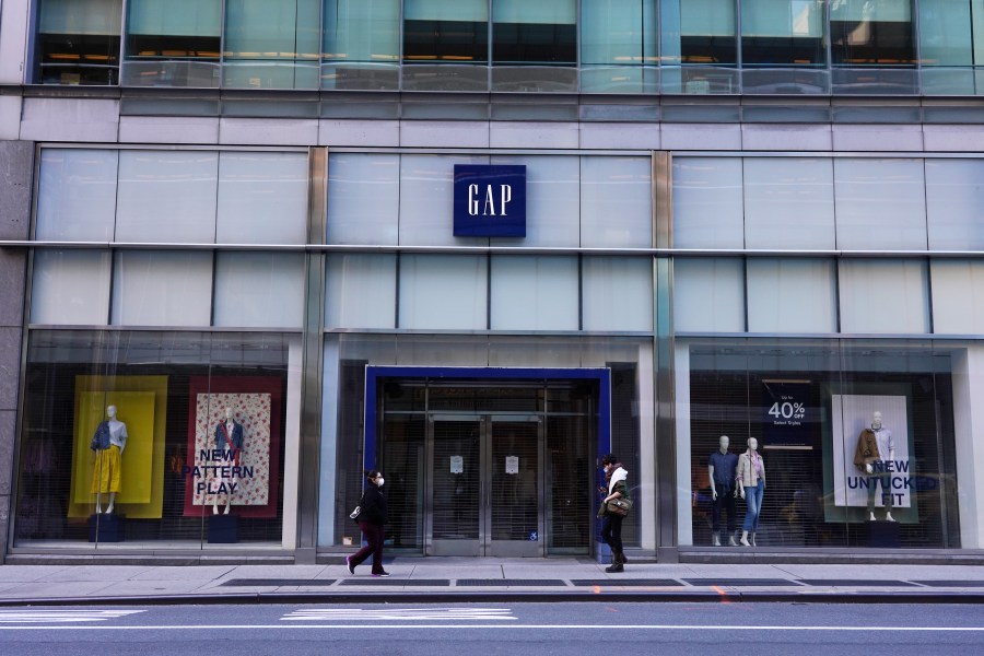 An exterior view of a closed GAP store during the coronavirus pandemic on May 12, 2020 in New York City. (Cindy Ord/Getty Images)