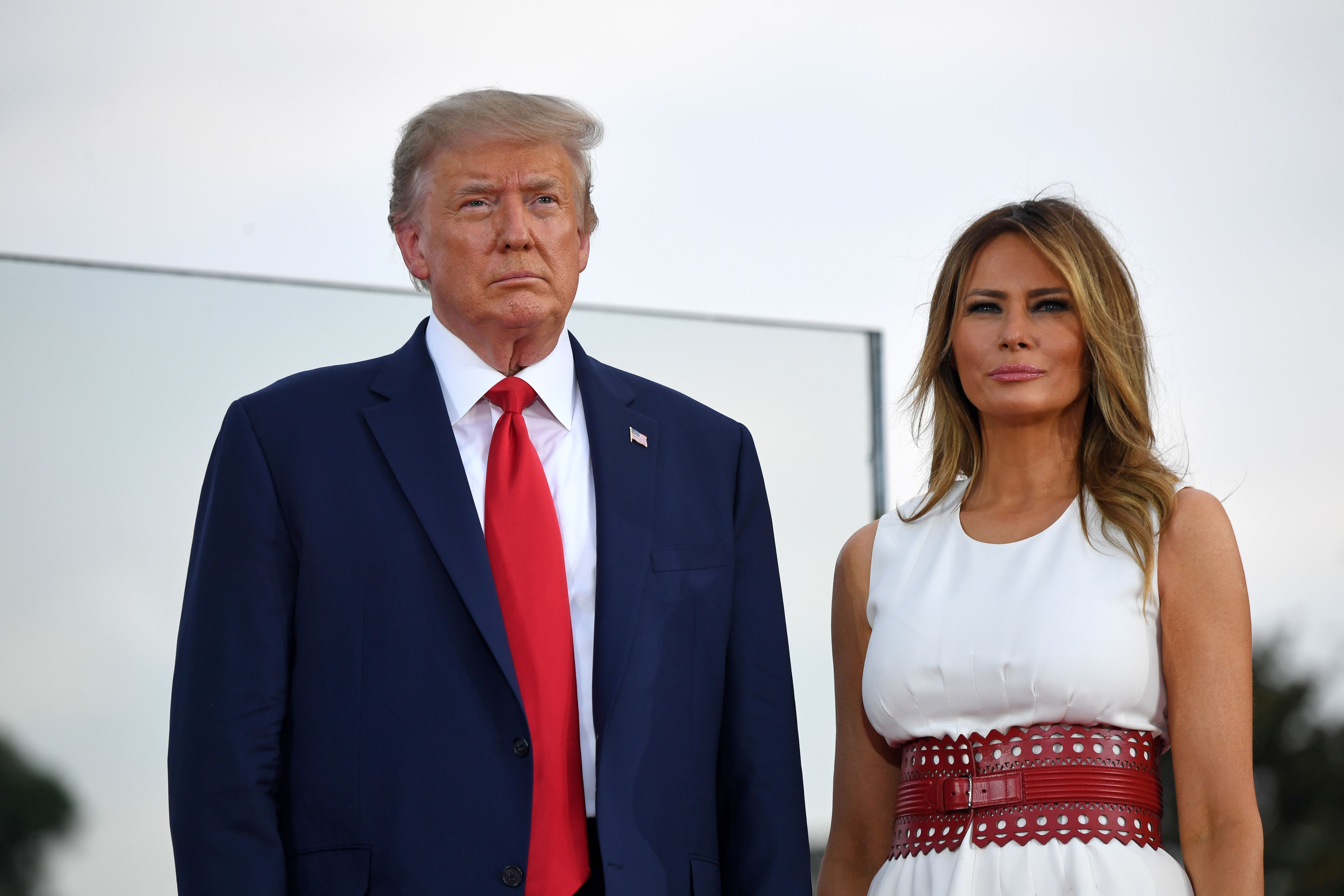 US President Donald Trump and First Lady Melania Trump host the 2020 "Salute to America" event in honor of Independence Day on the South Lawn of the White House in Washington, DC, July 4, 2020. (SAUL LOEB/AFP via Getty Images)