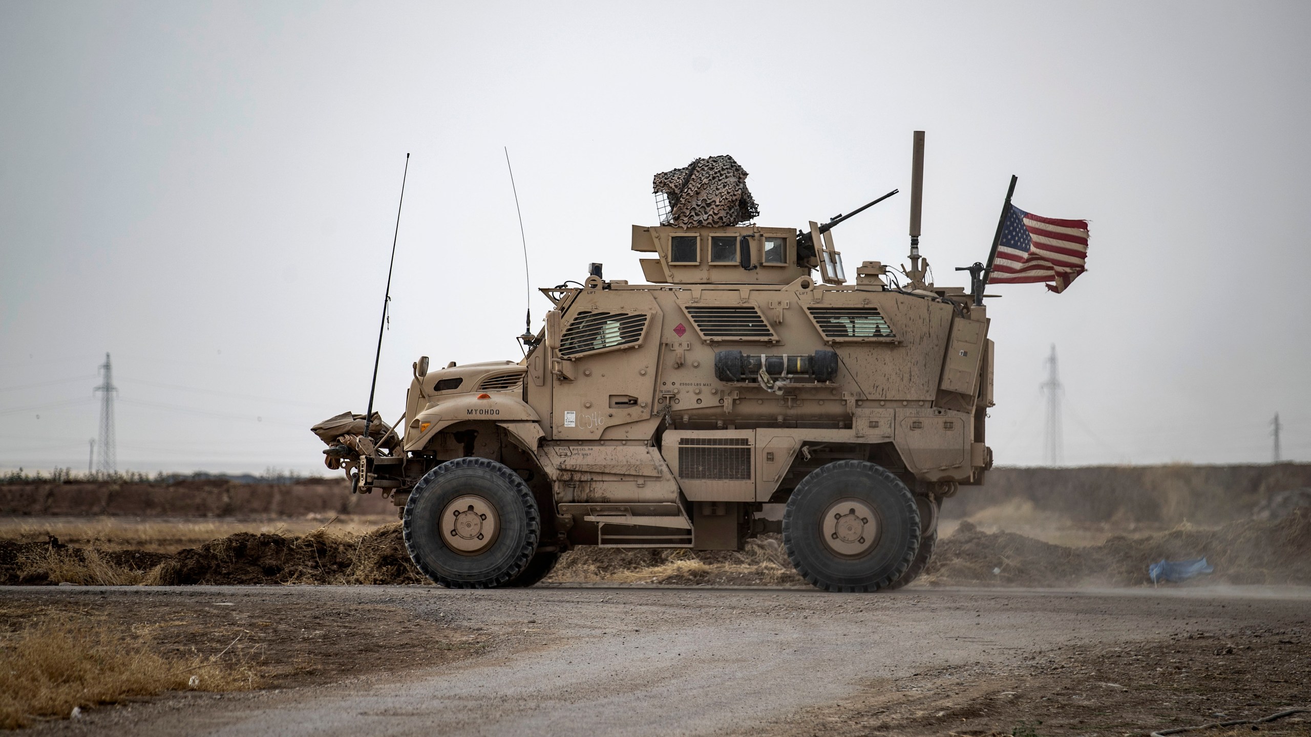 A U.S. vehicle is pictured at a military base in Rumaylan (Rmeilan) in Syria's northeastern Hasakeh province on July 28, 2020. (DELIL SOULEIMAN/AFP via Getty Images)