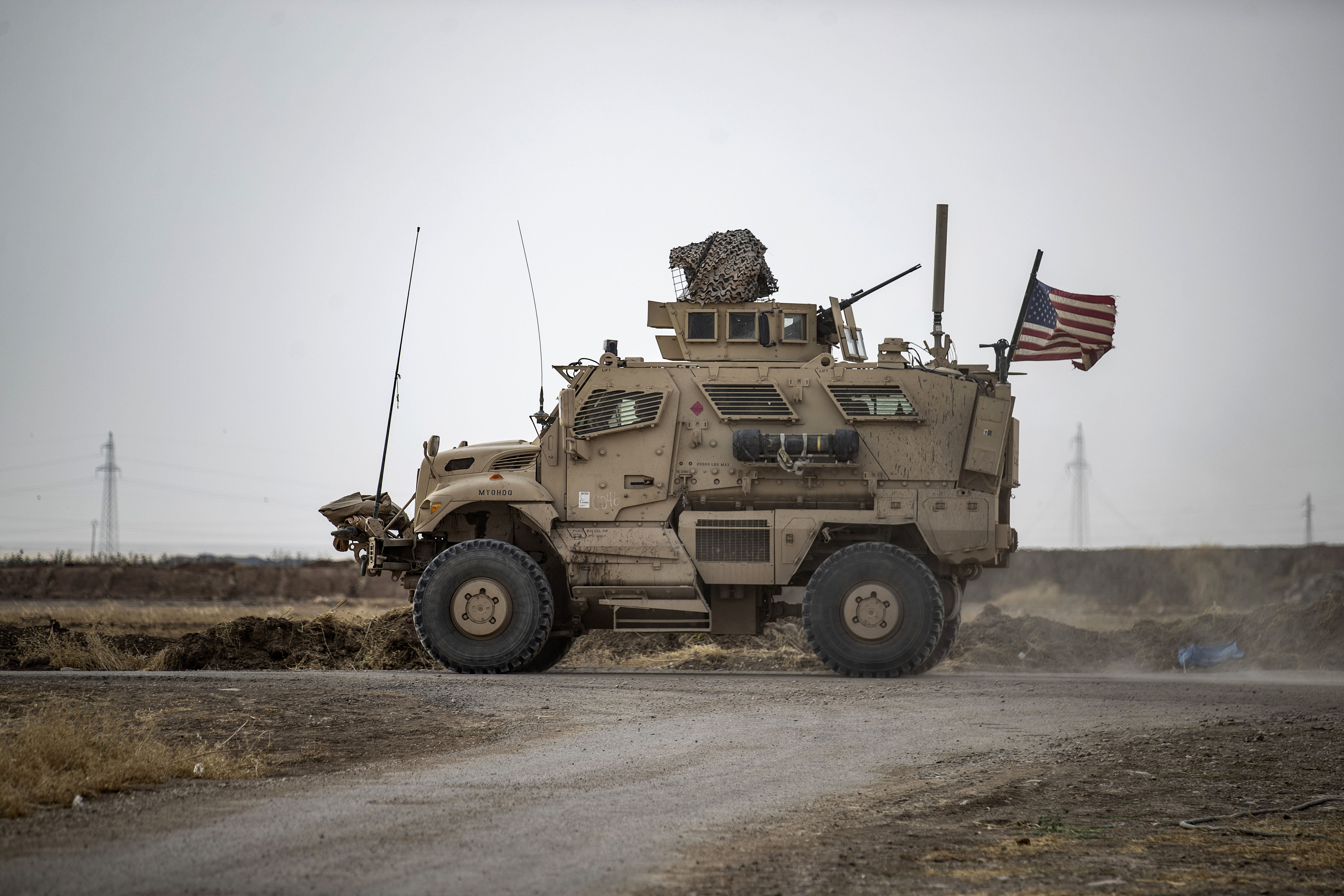 A U.S. vehicle is pictured at a military base in Rumaylan (Rmeilan) in Syria's northeastern Hasakeh province on July 28, 2020. (DELIL SOULEIMAN/AFP via Getty Images)