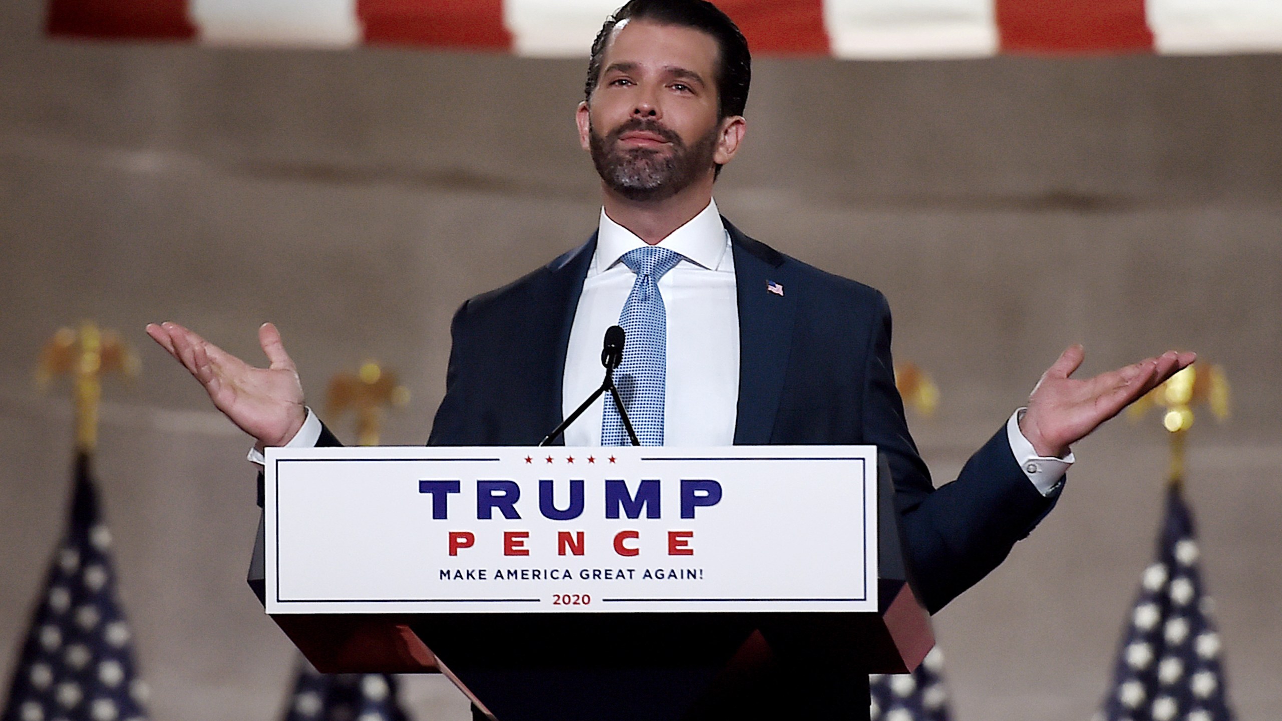 Donald Trump Jr. speaks during the first day of the Republican convention at the Mellon auditorium in Washington, DC, on Aug. 24, 2020. (Olivier Douliery / AFP / Getty Images)