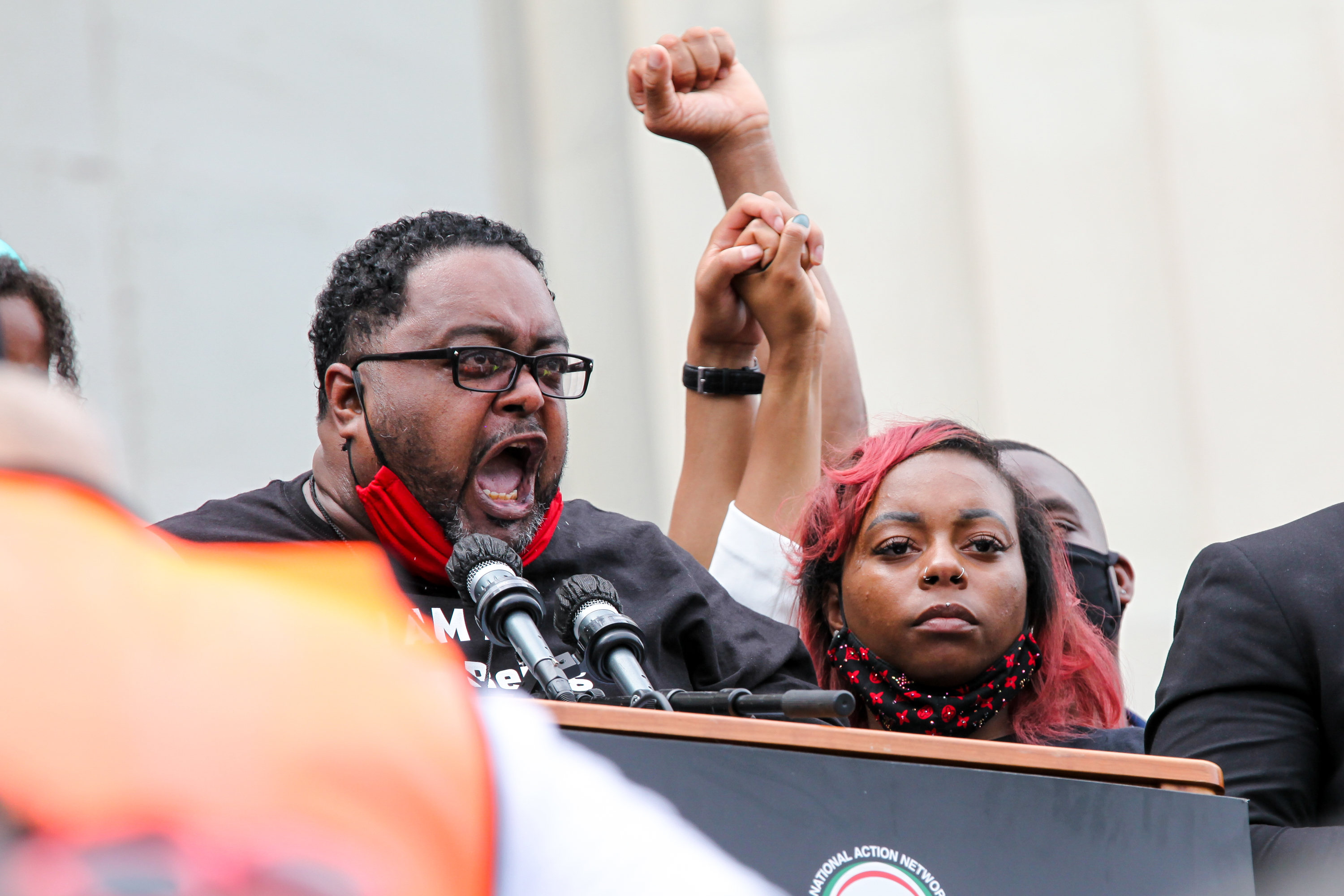 Jacob Blake Sr., father of Jacob Blake, speaks to the crowd at the Lincoln Memorial during the Commitment March on Aug. 28, 2020 in Washington, D.C. (Natasha Moustache/Getty Images)